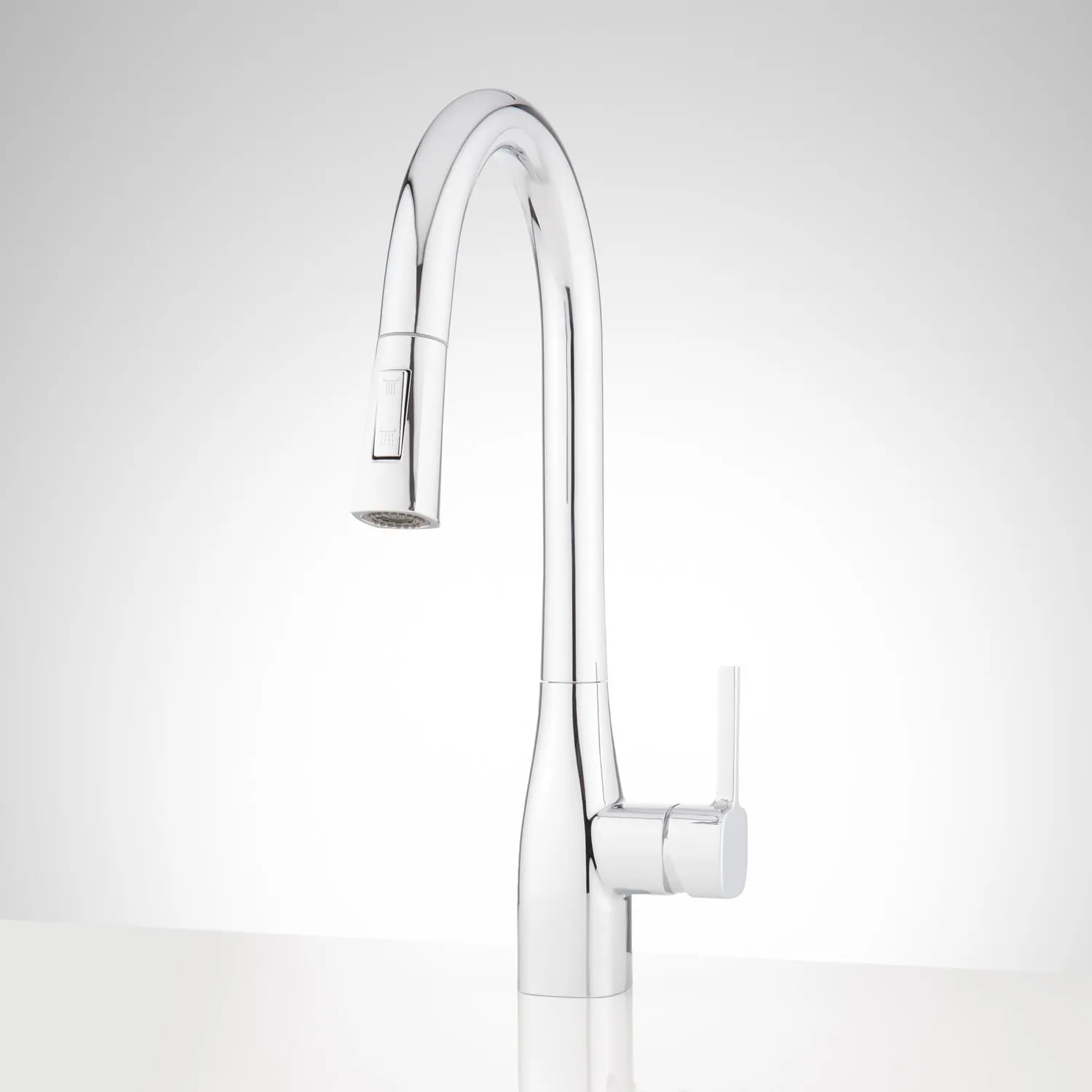 Signature Hardware 453620 Carin Chrome Single Handle Deck-mount Handle Residential Pull-down Kitchen Faucet with Sprayer