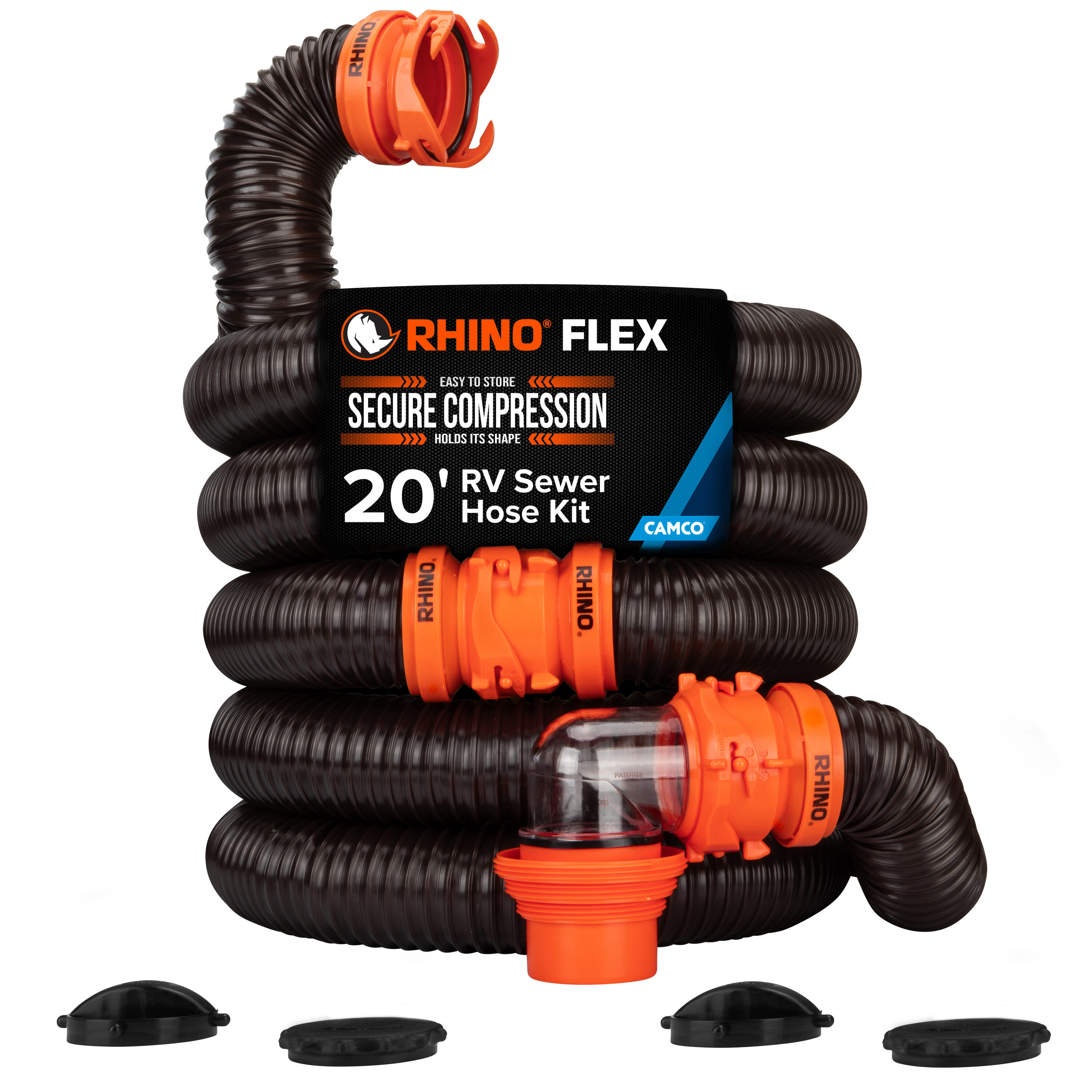 CAMCO RhinoFLEX 20 Foot RV Sewer Hose Kit with Pre Attached
