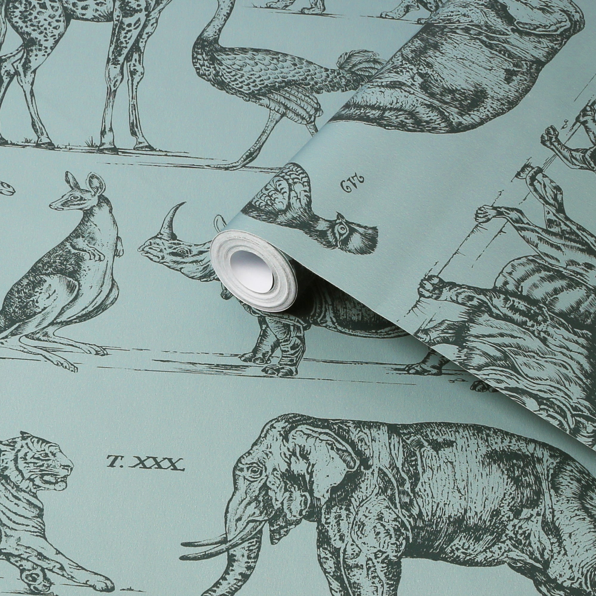 Blue Non-woven Animal Print Removable Wallpaper Roll