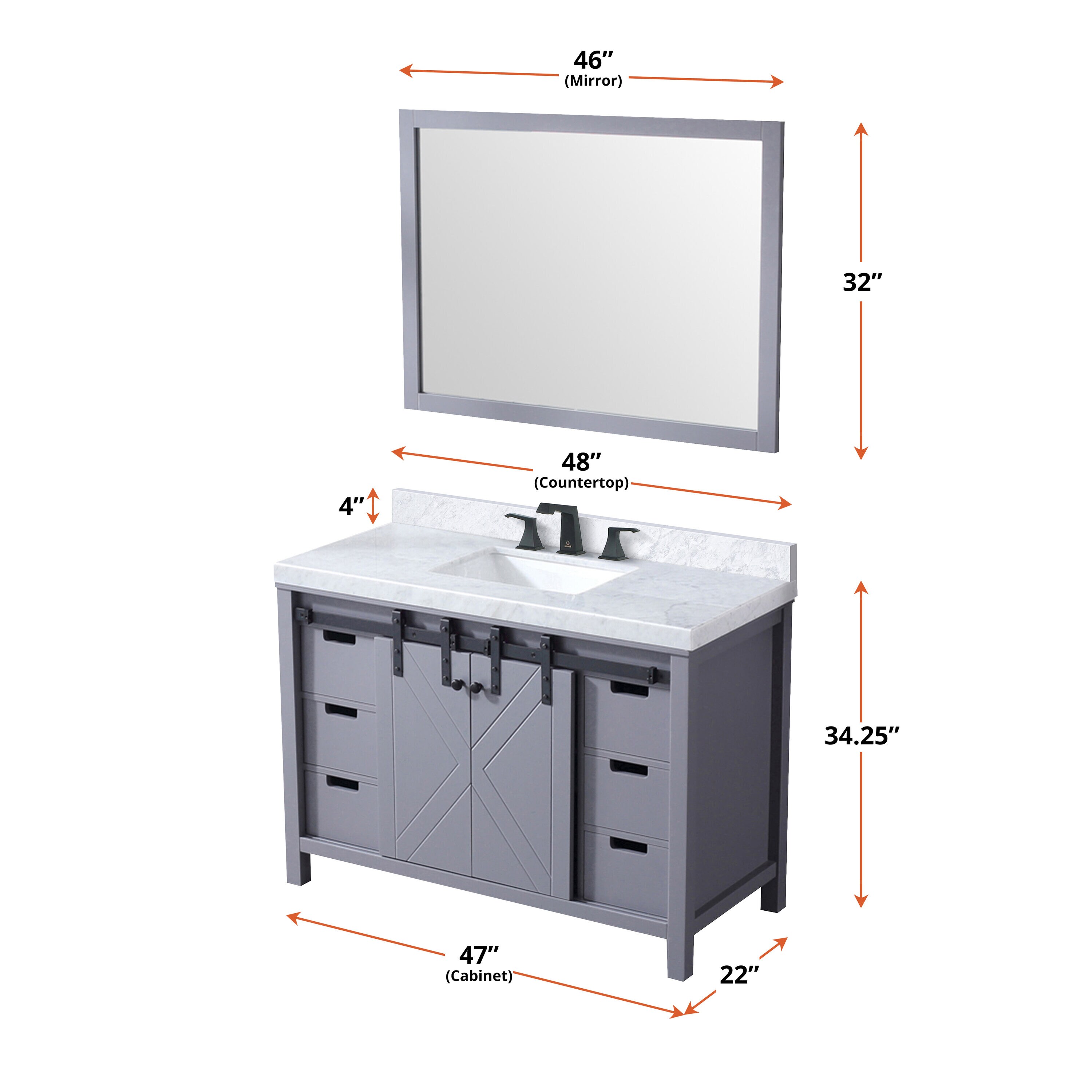 The Jean 60 Barnwood Vanity With Six Drawers