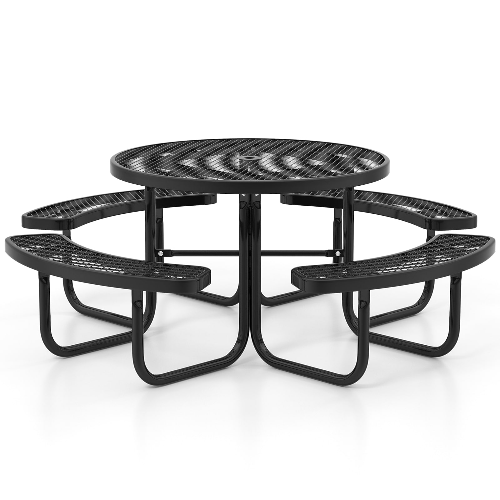 LIVIZA TDJ11795BK-X 45-in Black Steel Round Picnic Table