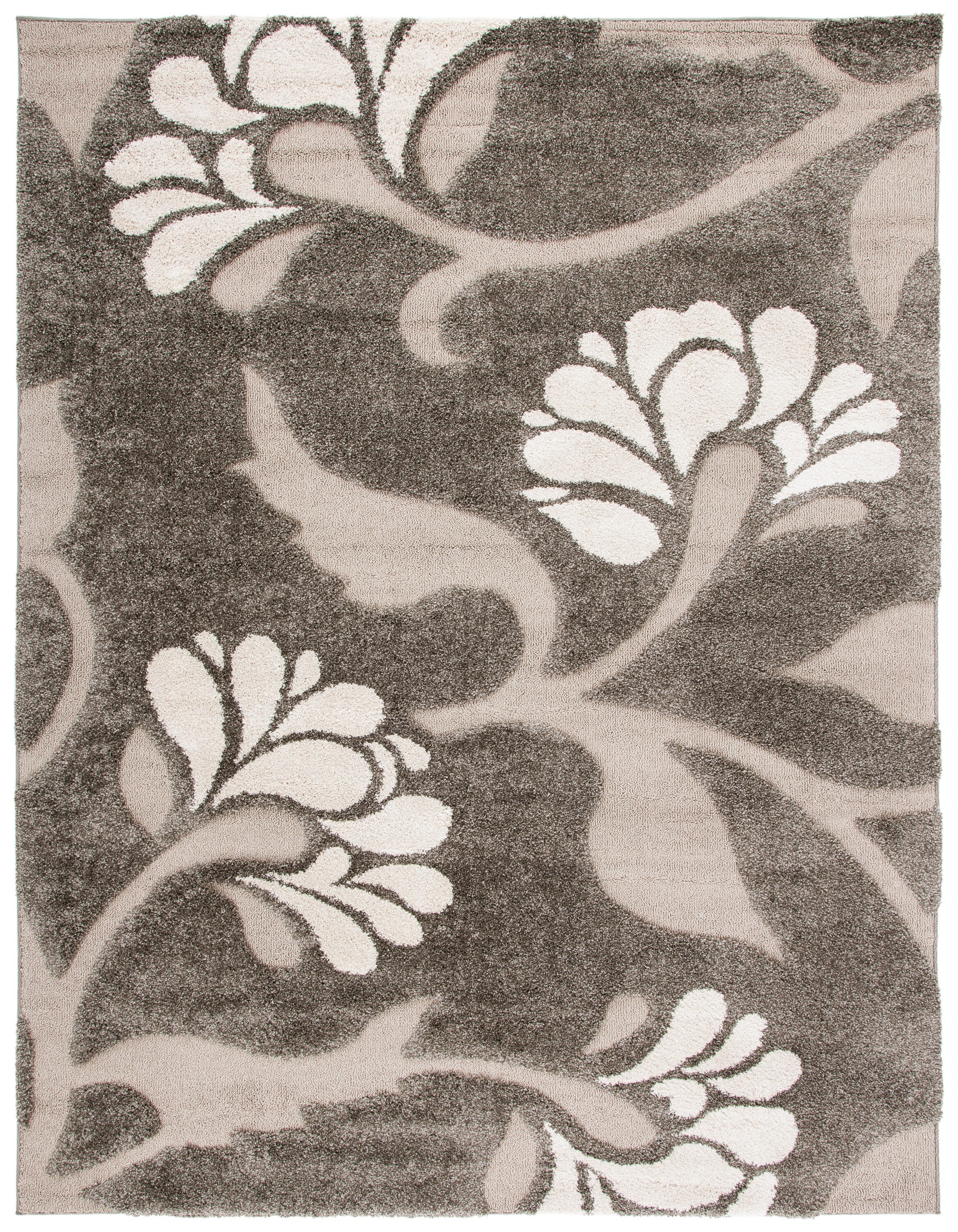 Safavieh Florida Aero Shag 2 x 9 Smoke/Beige Indoor Floral/Botanical Farmhouse/Cottage Runner