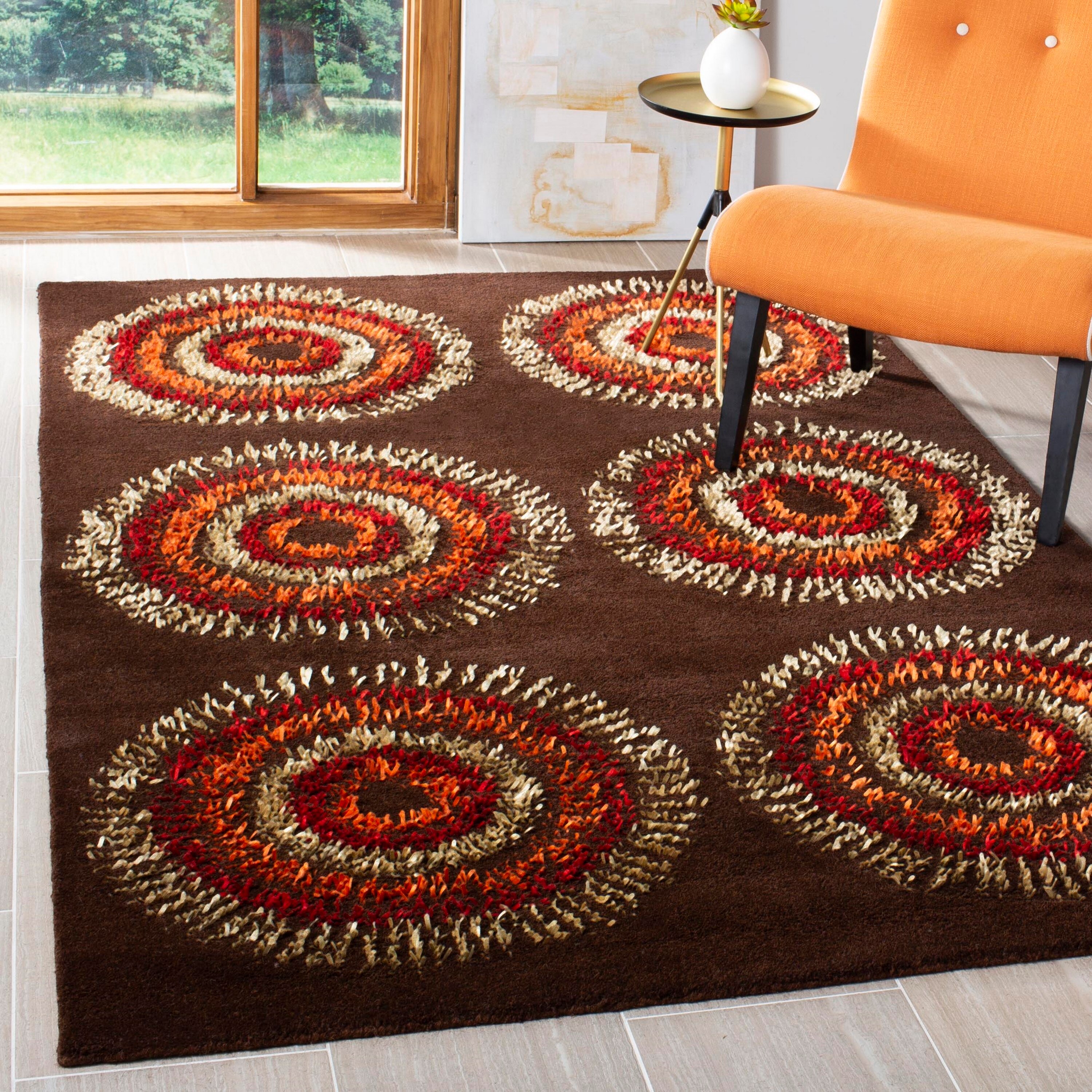 Handmade Tufted Art-Deco Wool & Viscose 2' x 3' Area Rug