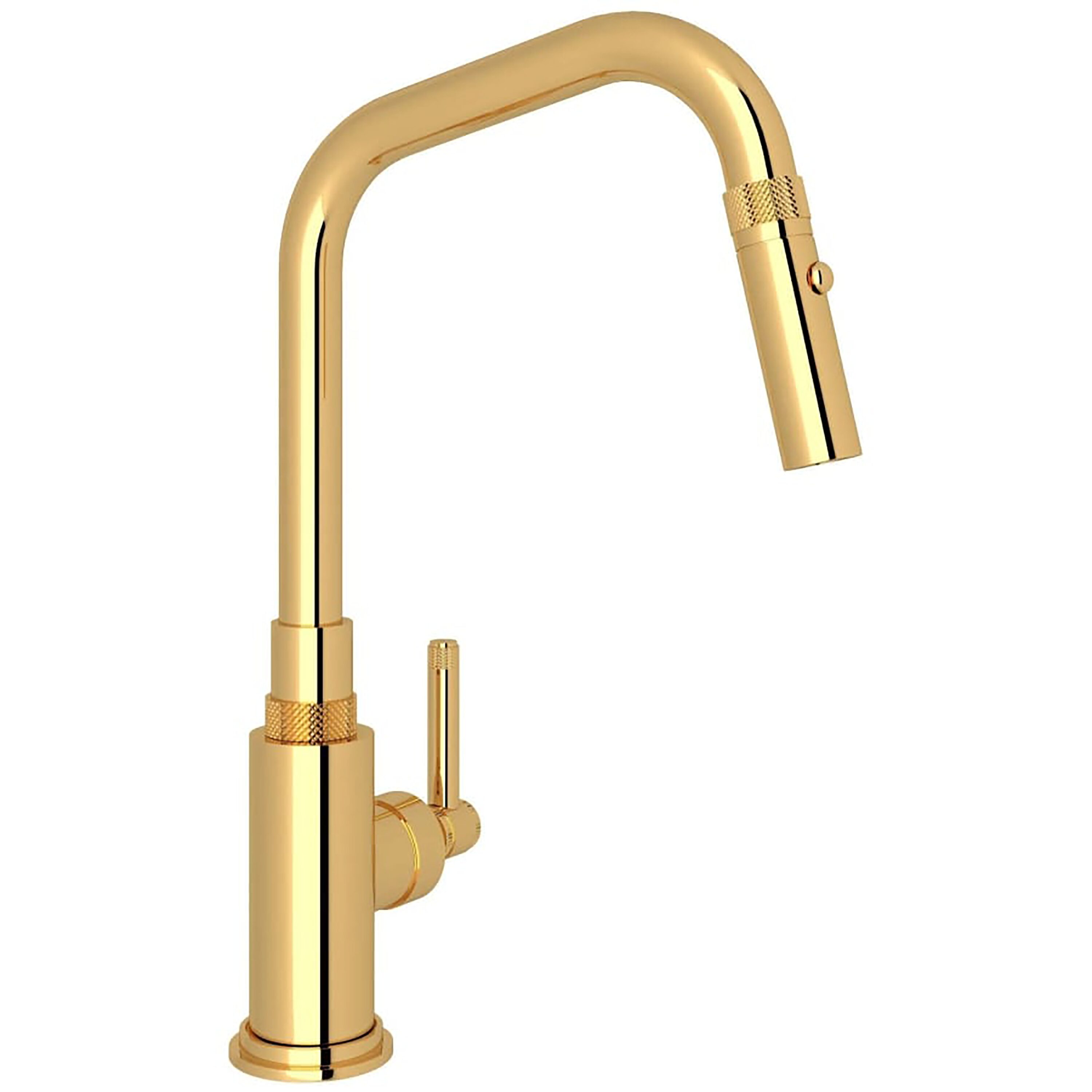 Rohl A3431ILULB-2 Unlacquered Brass Single Handle Deck-mount Kitchen Faucet with Sprayer