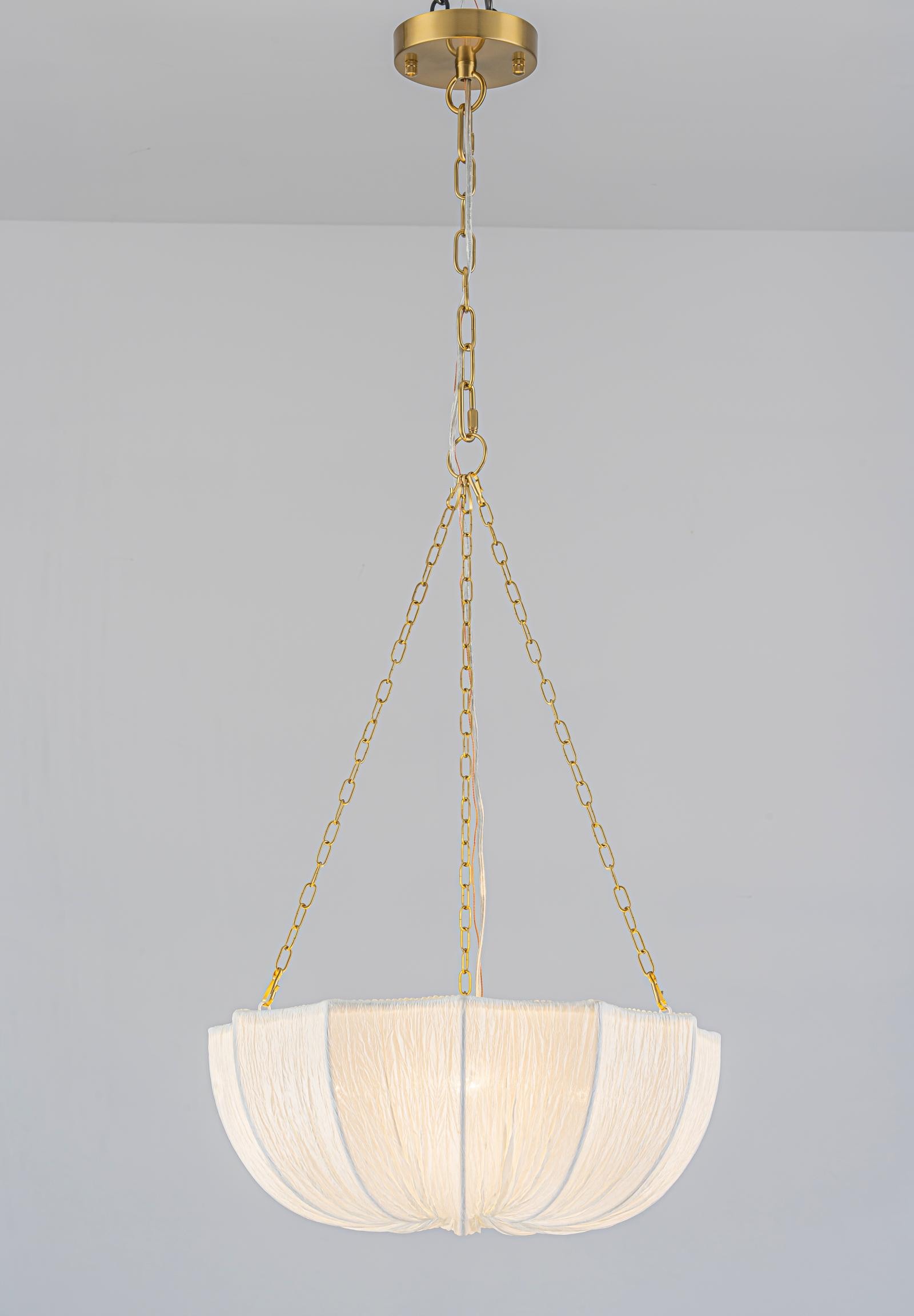 EDISLIVE 4 -Light Brass Modern/contemporary Fabric Bowl Medium Hanging Pendant Light