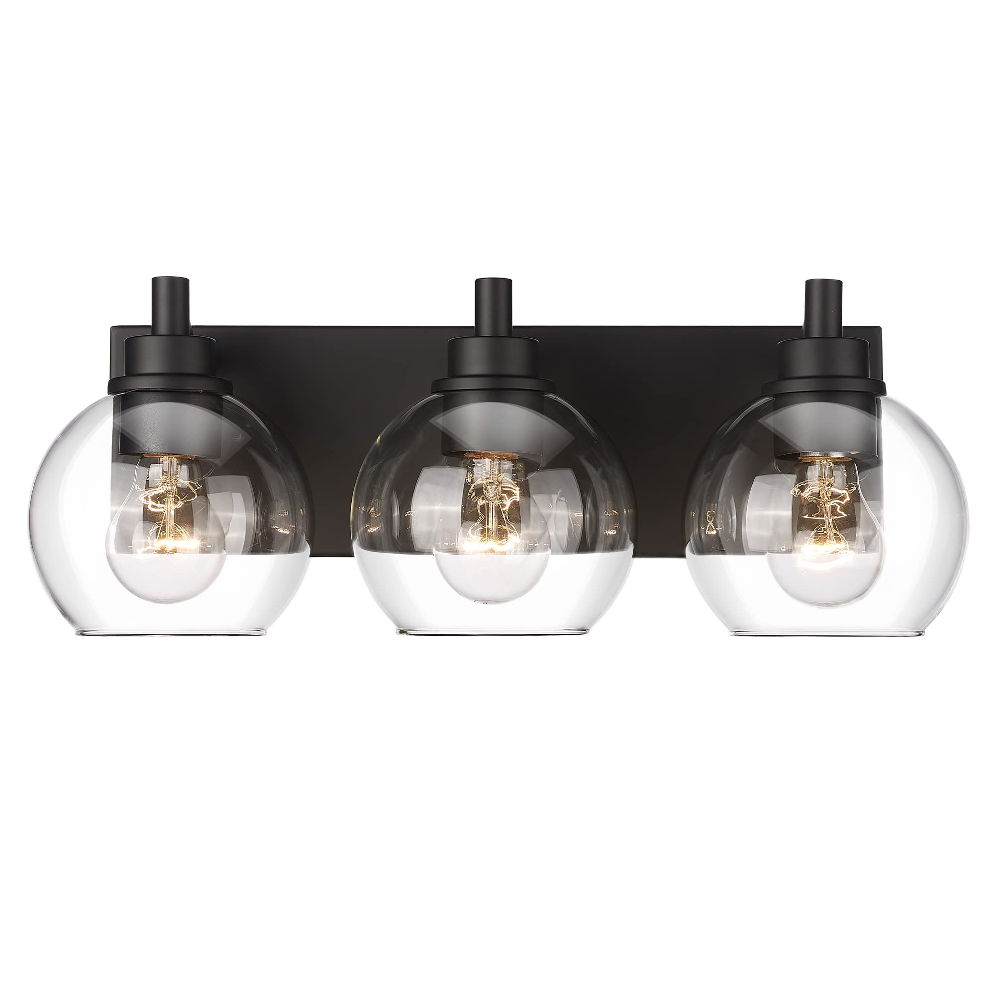 Vrbgify  3 Light Matte Black Vanity Light Fixture with Clear Glass Globe Shades 18.11 x 6.85 x 3.54 Inch Modern Wall Sconce for Bathroom Bedroom
