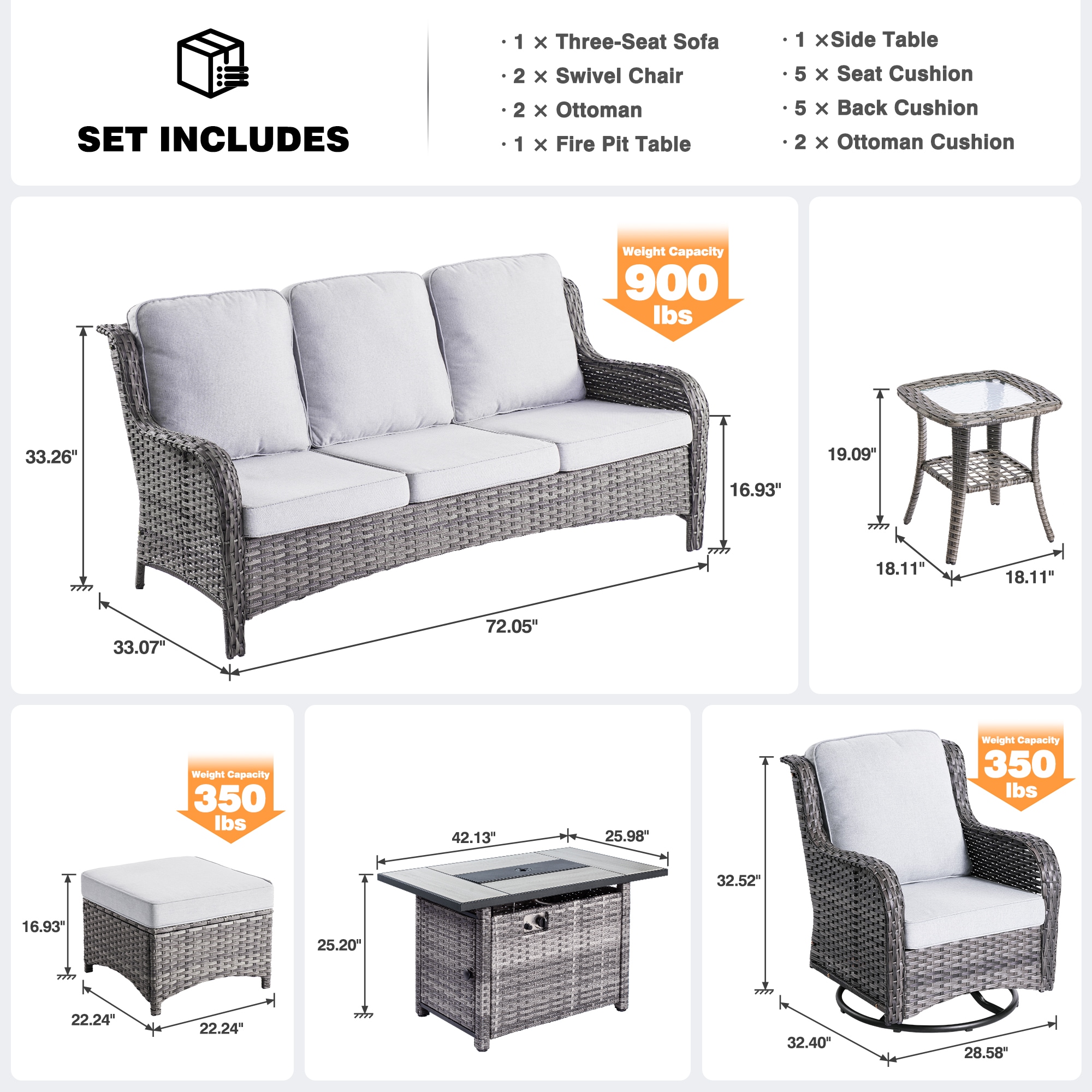 Ovios RFP-GTC406Y Patio-Conversation-Sets - View #9