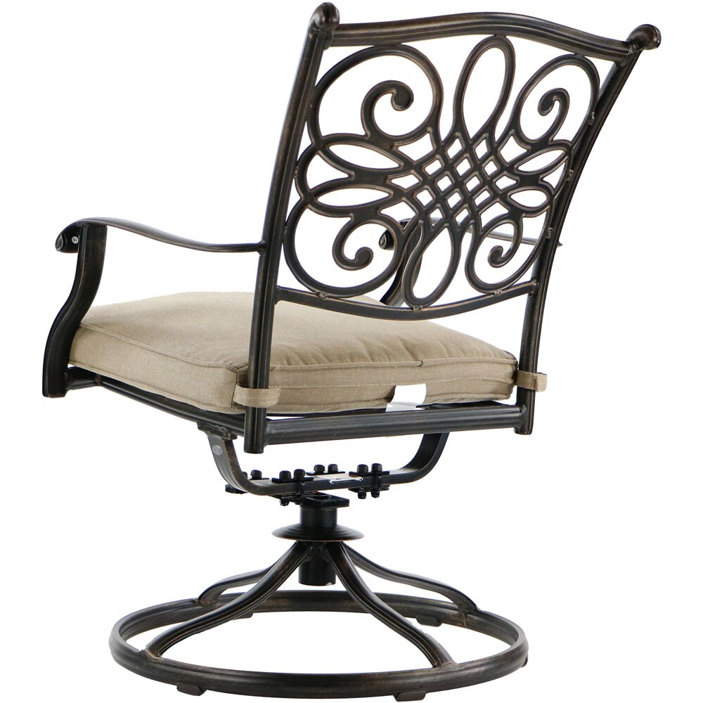 Traditions 9-Piece Bronze Aluminum Outdoor Dining Set with Tan Cushions