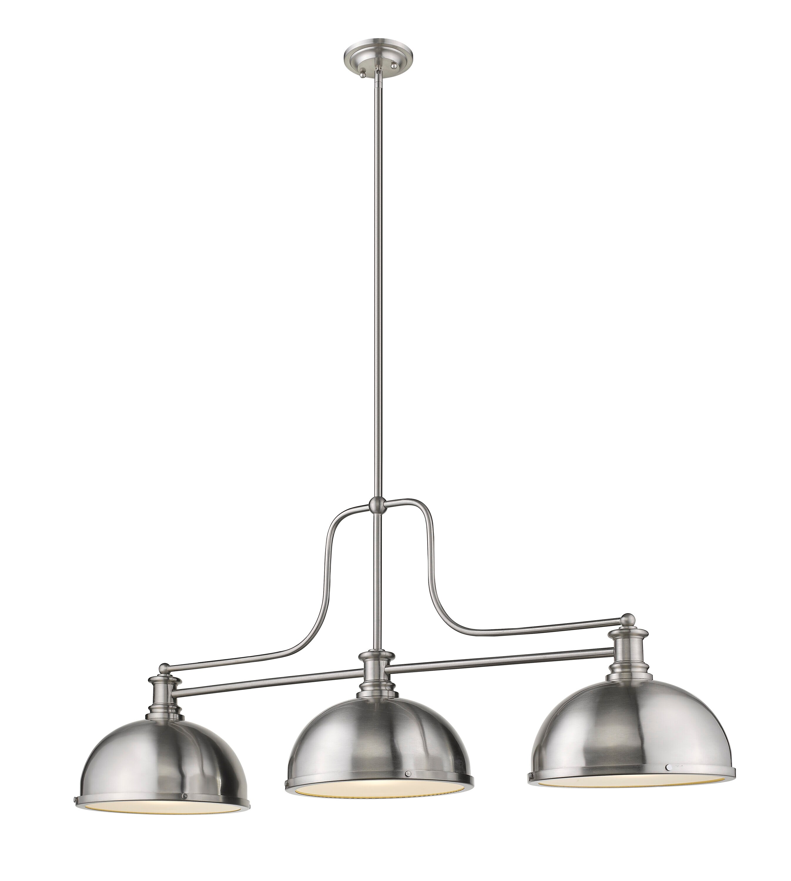 Z-Lite 725-3BN-D12BN Melange 3 -Light Brushed Nickel Rustic For Use in Dining Rooms, Foyers, Kitchens, Living Rooms Chandelier