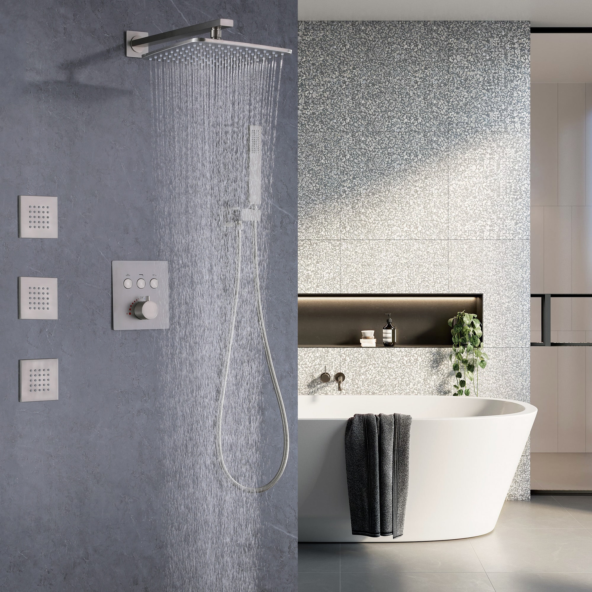 WELLFOR WB-SH018BN Showerhead-Bar-Panels - View #2