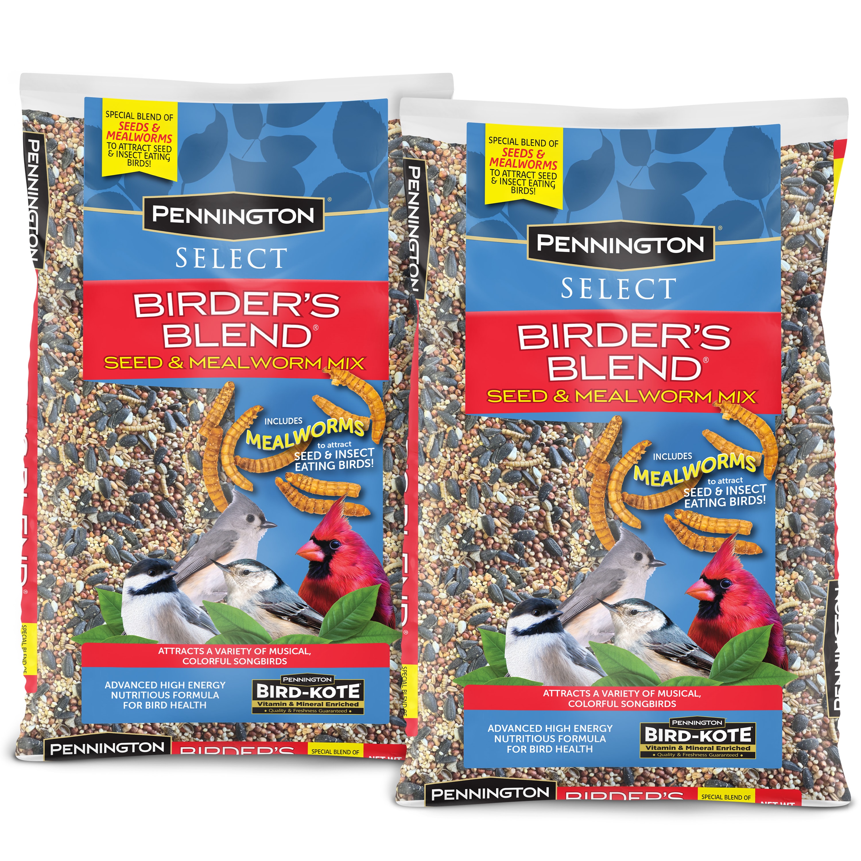 Pennington 100552021 Select Birder's Blend Mealworm Twin Pack (blend) Bird seed 10 Pound(s)