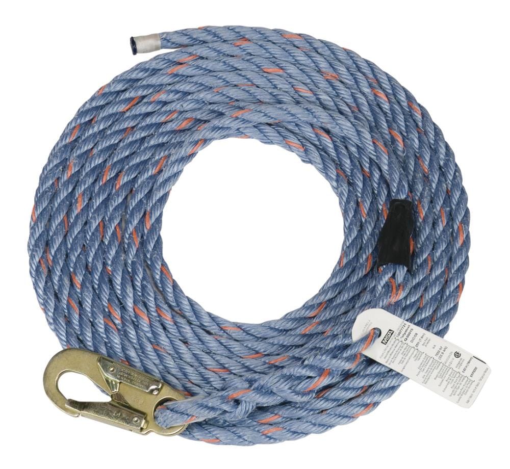 Safety Works 50-ft Fall Protection Lifeline, Blue, Durable Poly