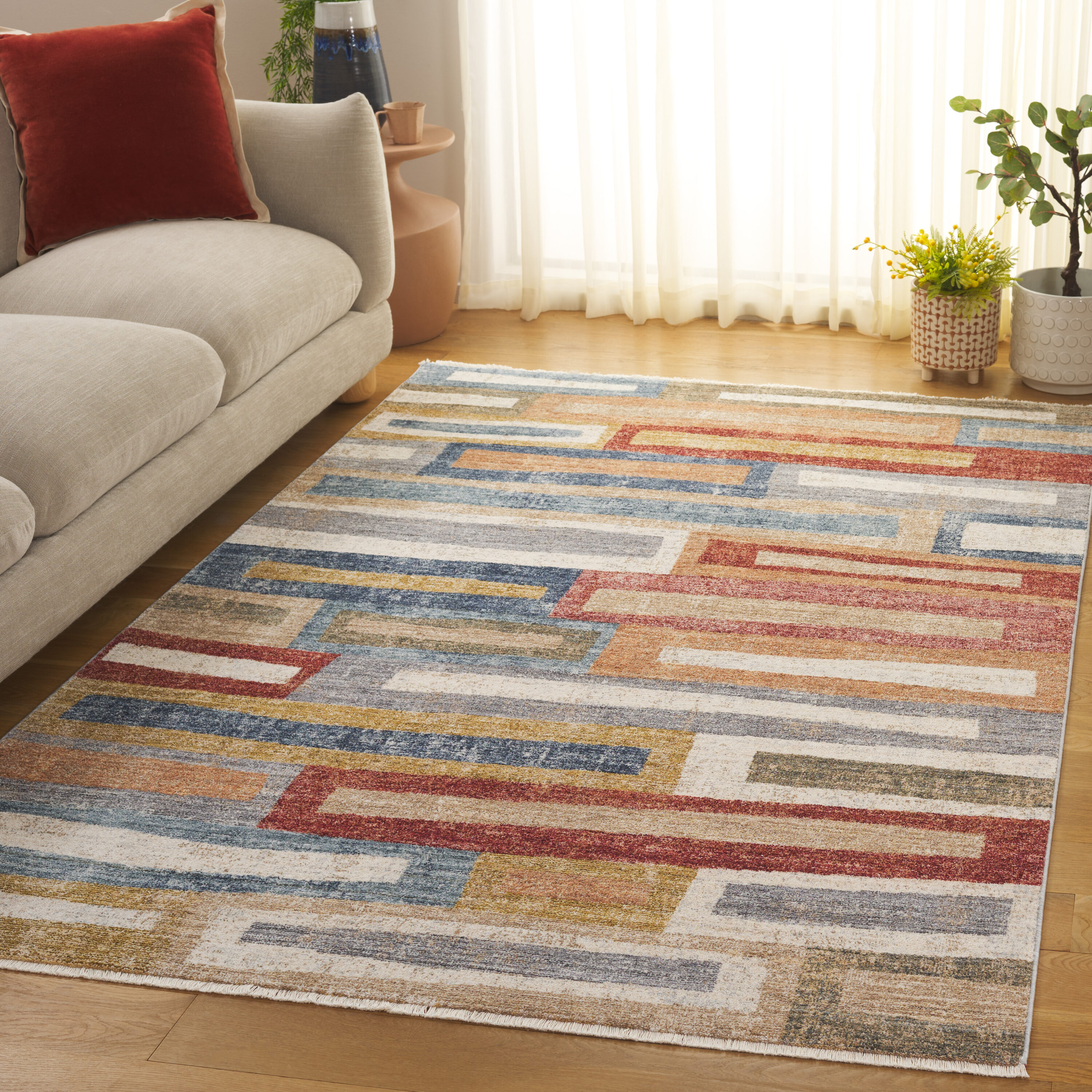 Forum 510P Rust/Blue Grey 5 x 7 Rectangular Area rug