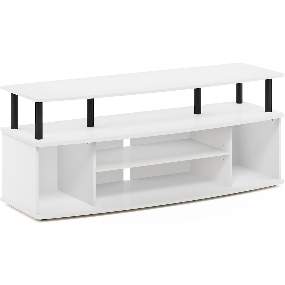 FurniFact - White 55 Inch TV Stand with 3 Shelves and 2 Cabinets Modern TV Console