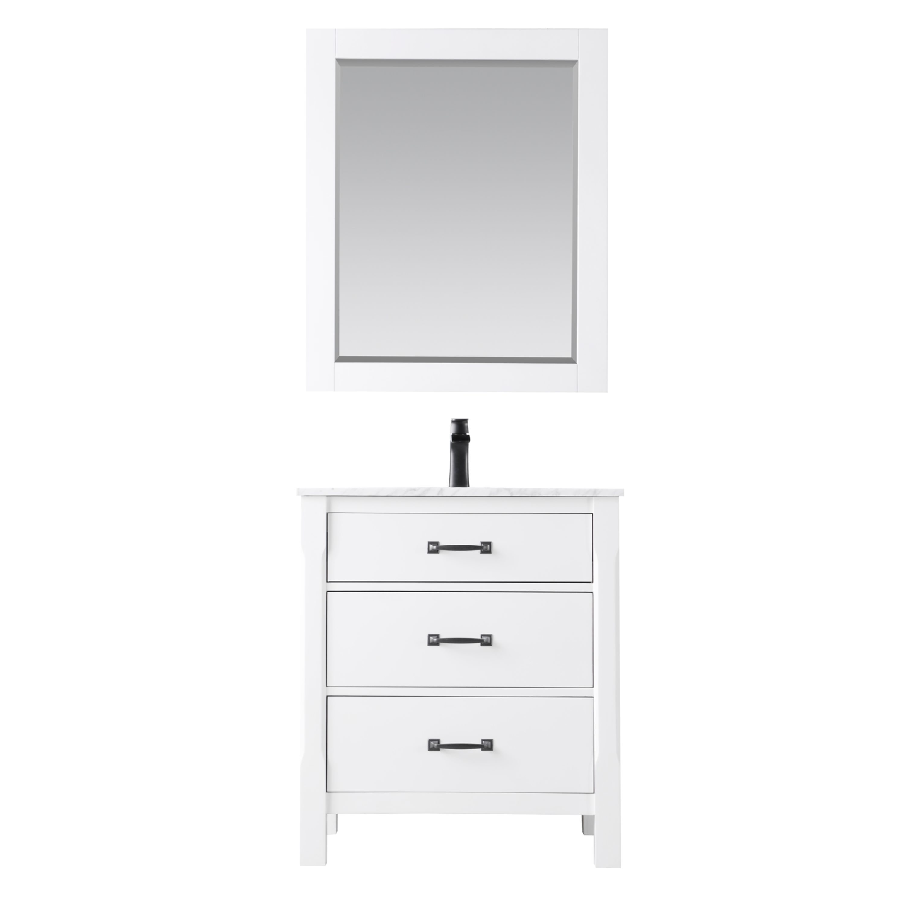 Altair 535030-WH-CA Maribella 30-in White Undermount Single sink Bathroom Vanity with Carrara White Marble Top (Mirror Included)