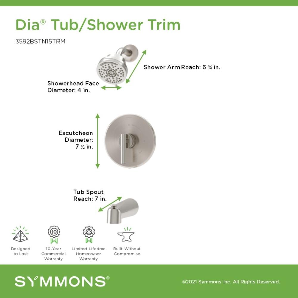 Symmons 3592BSTN15TRM Tub-Shower-Faucets - View #2