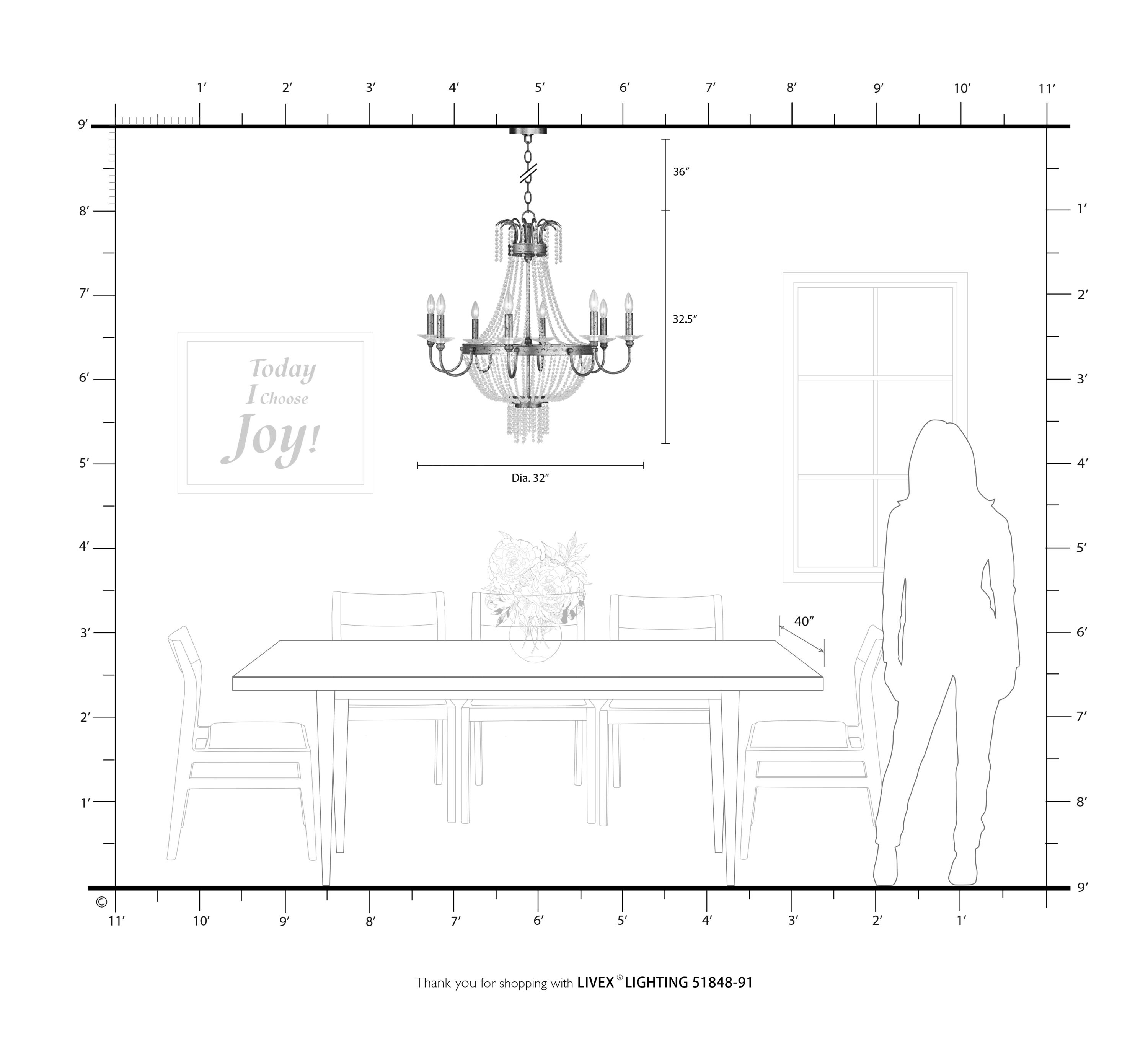 Brushed Nickel and Crystal 8-Light Candelabra Chandelier