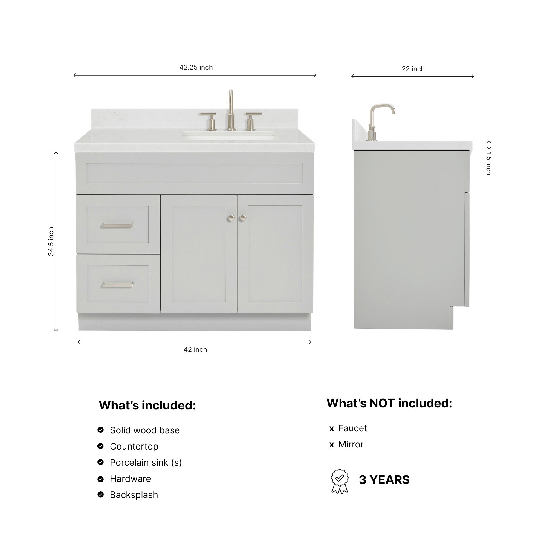 ARIEL F042SRCQRVOGRY Bath-Vanity-Combo - View #3