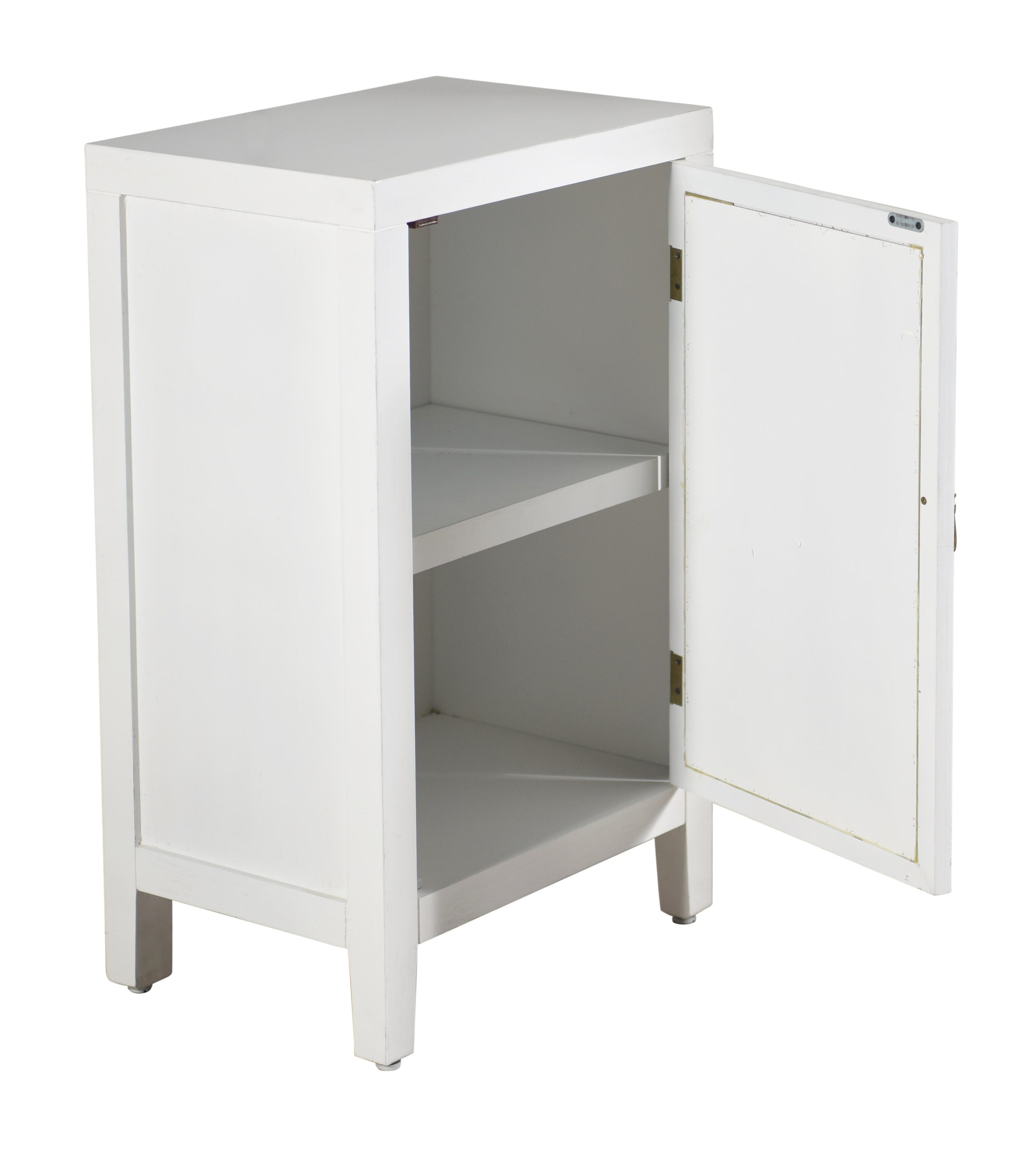 Roxie Rose Mirrored White Nightstand with Lattice Scroll Design