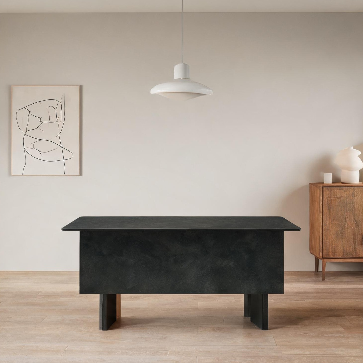 Watnature Rectangular Dining Table in Soft Gray Sintered Stone Tabletop ...