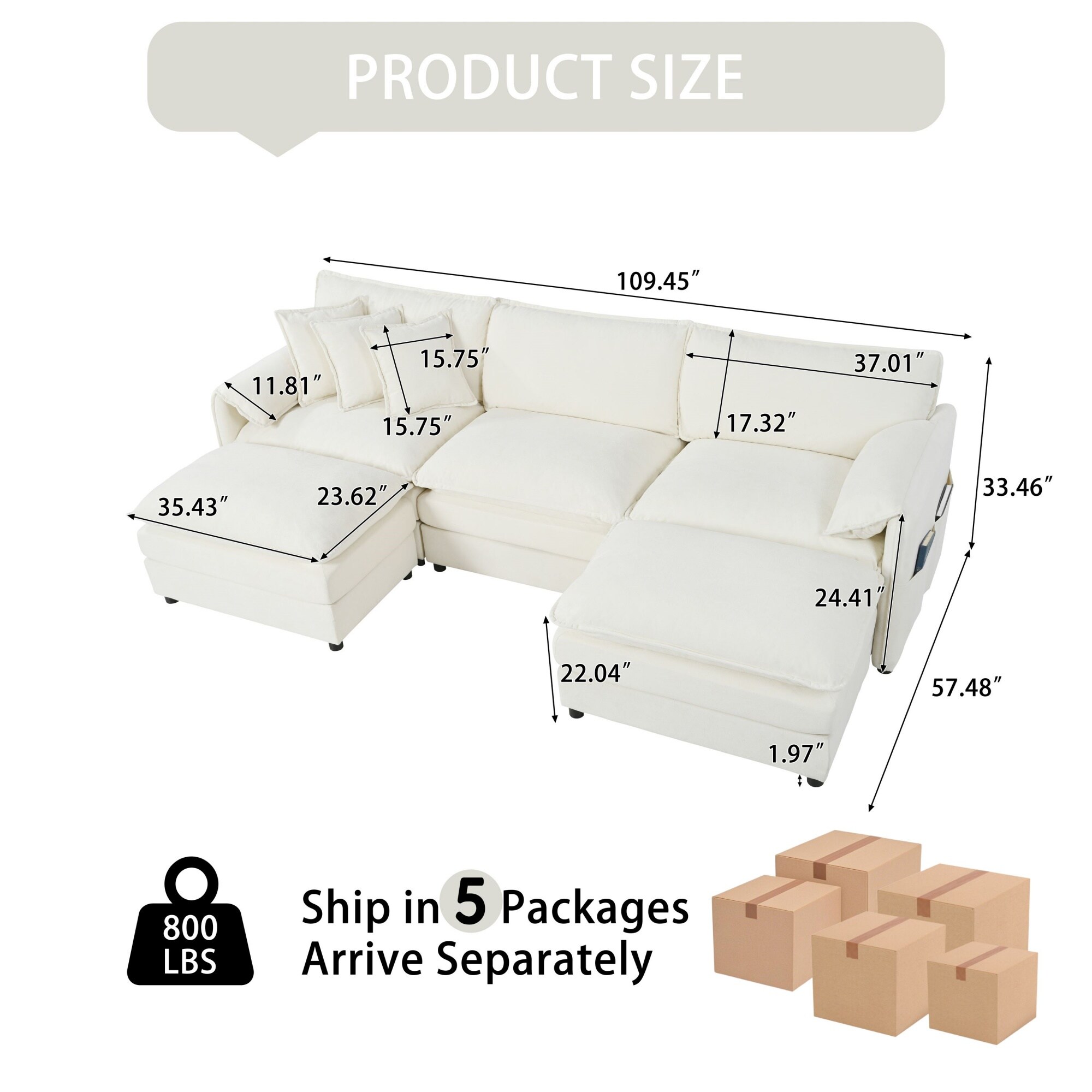 Homy Casa SSOY-03-WH Sofas-Loveseats - View #2