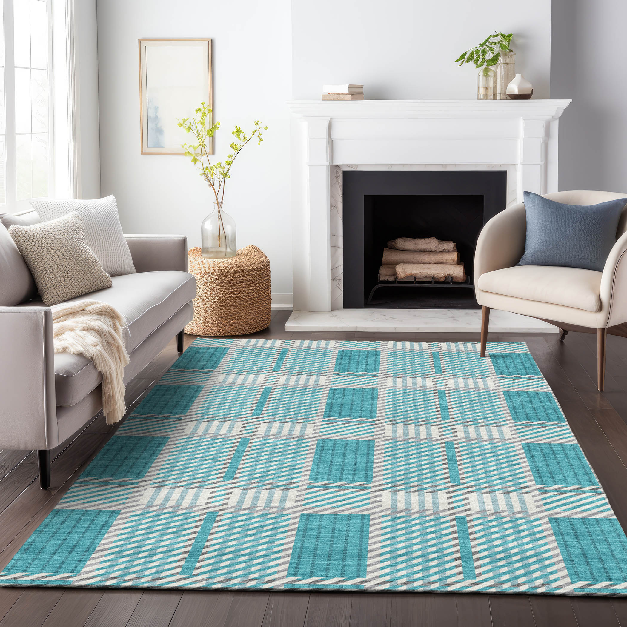 Addison Rugs ACN1000TE10X14 Chantille ACN1000TE 10 x 14 (ft) Polyester Teal Rectangular Indoor/Outdoor Geometric Machine washable Area rug