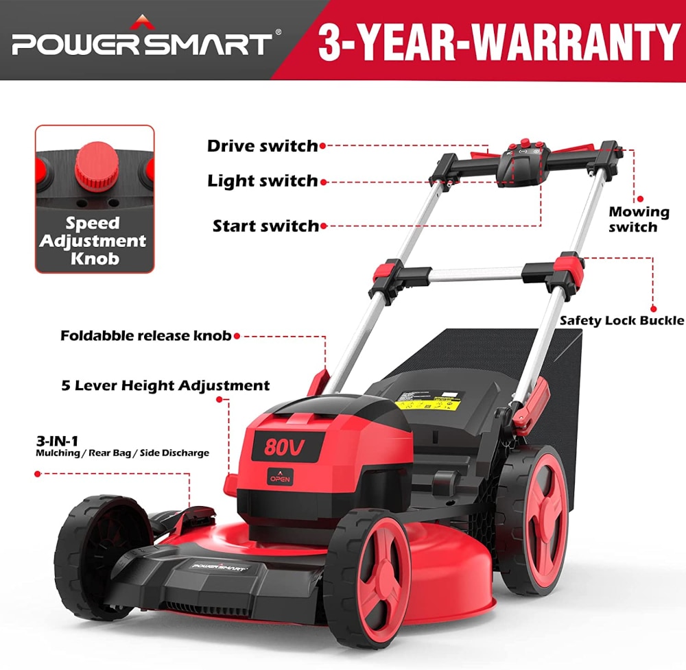 PowerSmart PS76821SRB Cordless-Elec-Push-Mowers - View #2