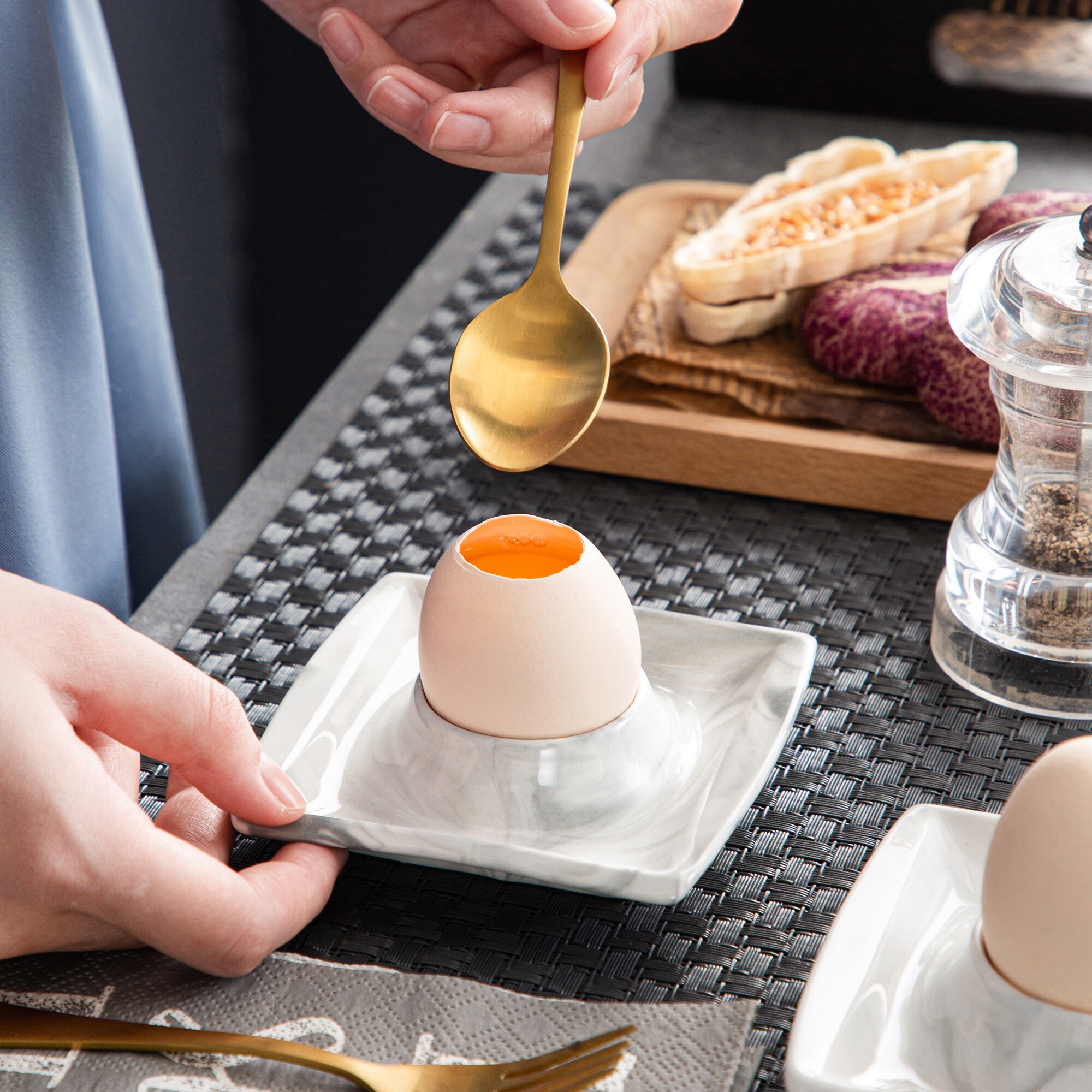 MALACASA Blance Marble Grey Porcelain Dinnerware Set with Cups