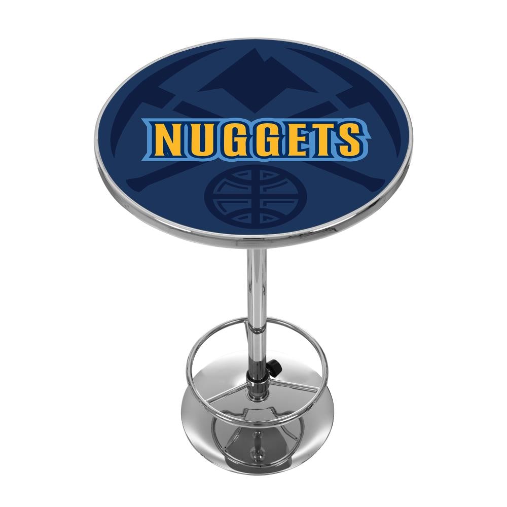 Trademark Gameroom NBA2000-DN2 Denver Nuggets Pub Tables Chrome Round Traditional Bar Table, Composite with Metal Pedestal Base 27.375-in L x 42-in H