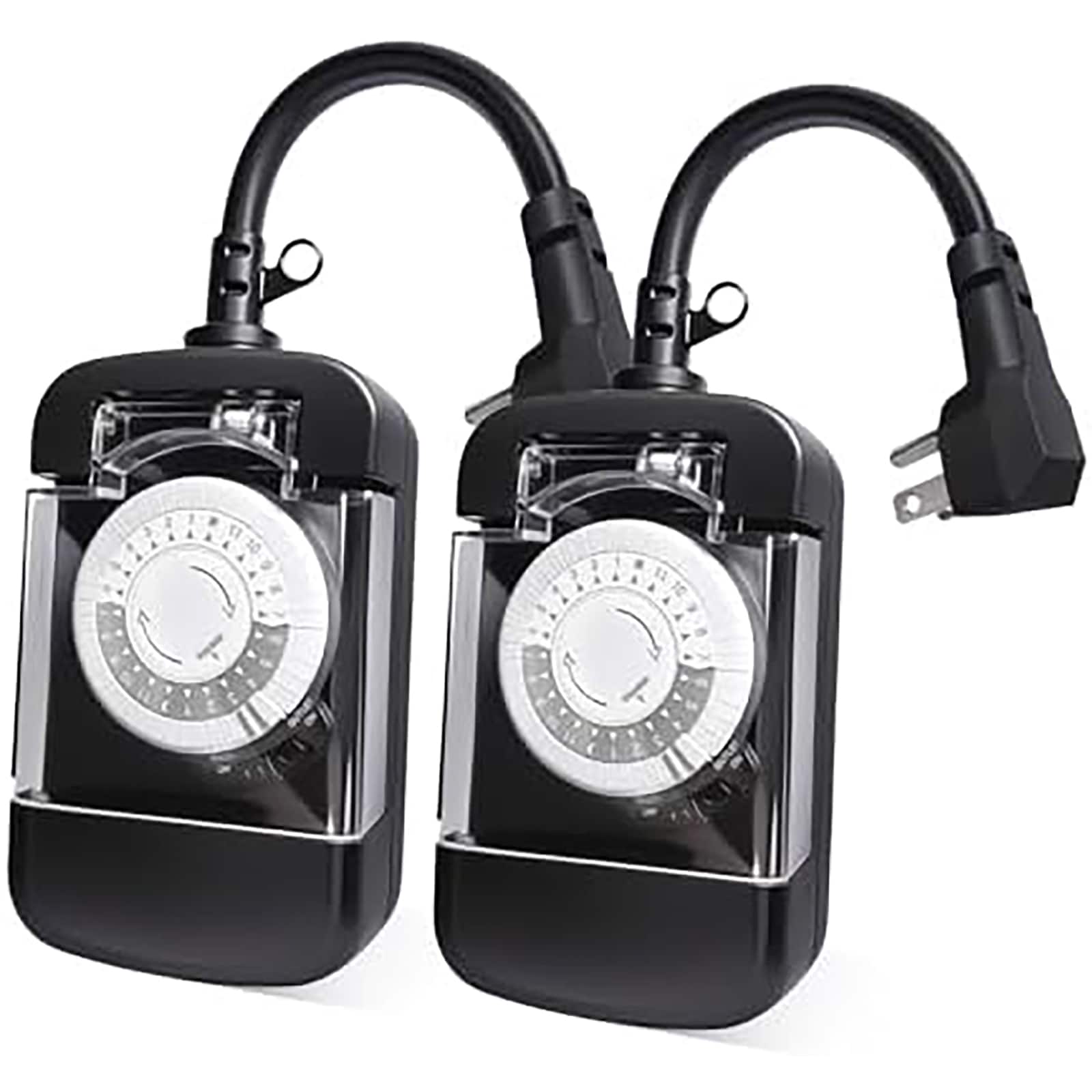 Etokfoks - 24 hour outdoor mechanical timer switch with two grounded outlets 30 minute 48 pin di...
