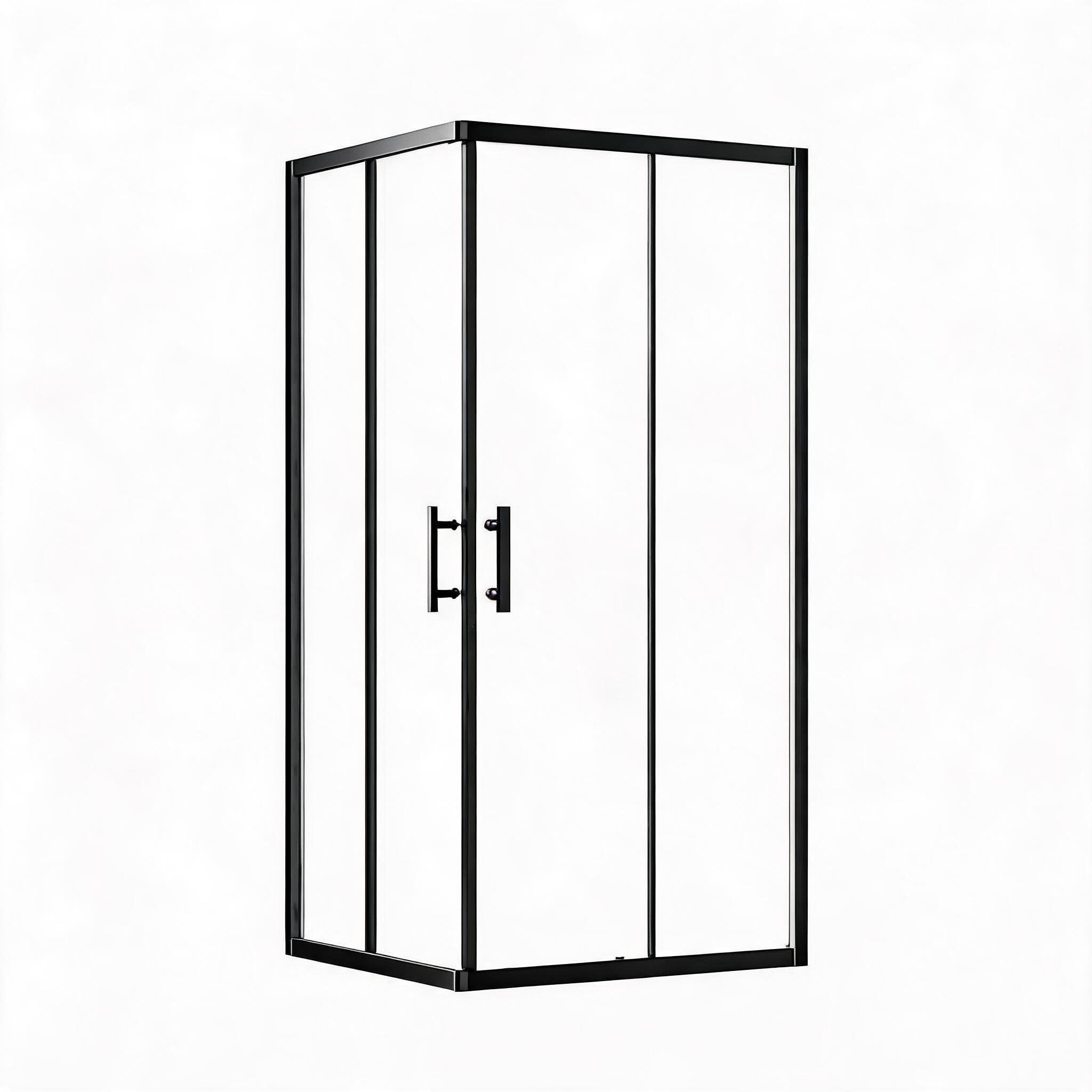 LIVACA 36 inch x 36 inch x 72 inch Matte Black Corner Shower Enclosure with Clear SGCC Tempered Glass Sliding Doors
