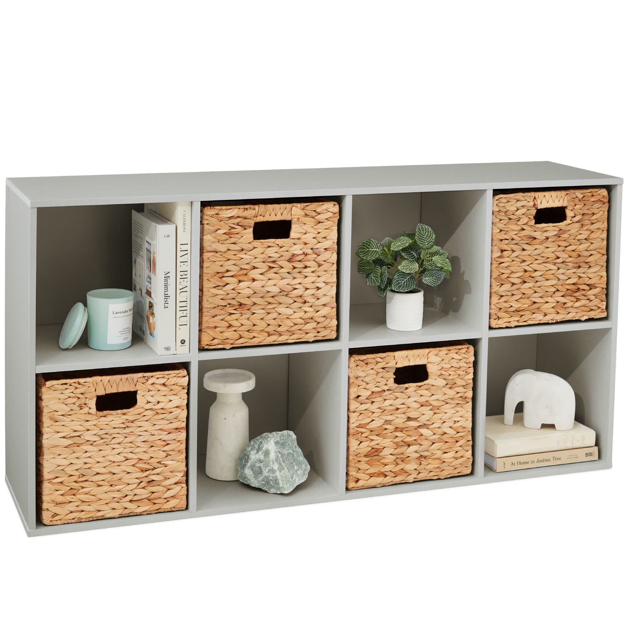 Best Choice Products SKY8746 8-Cube Bookshelf 11in Display Storage System Organizer w/ Removable Back Panels - Gray