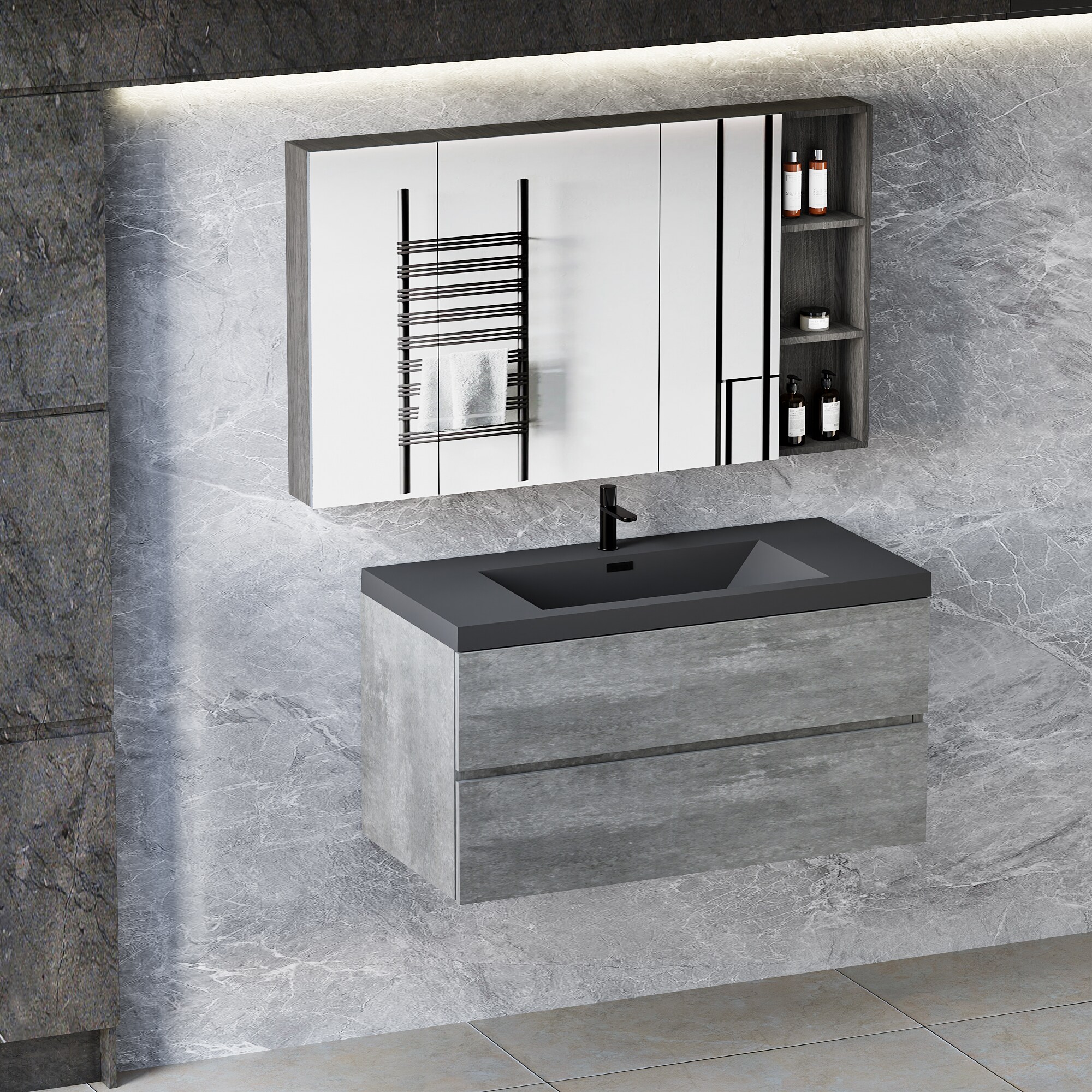 CASAINC WF-JMJ-BCB 1336L WH Bath-Vanity-Combo - View #3