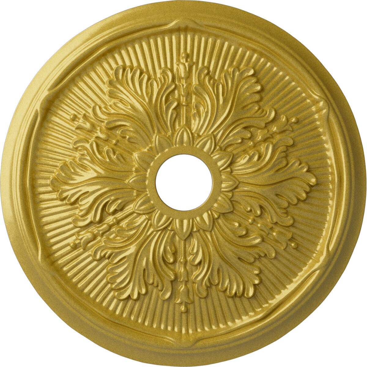 Ekena Millwork CM23LURGS Luton Leaf 23.75-in W x 23.75-in L Painted Rich Gold Polyurethane Whole Ceiling Medallion