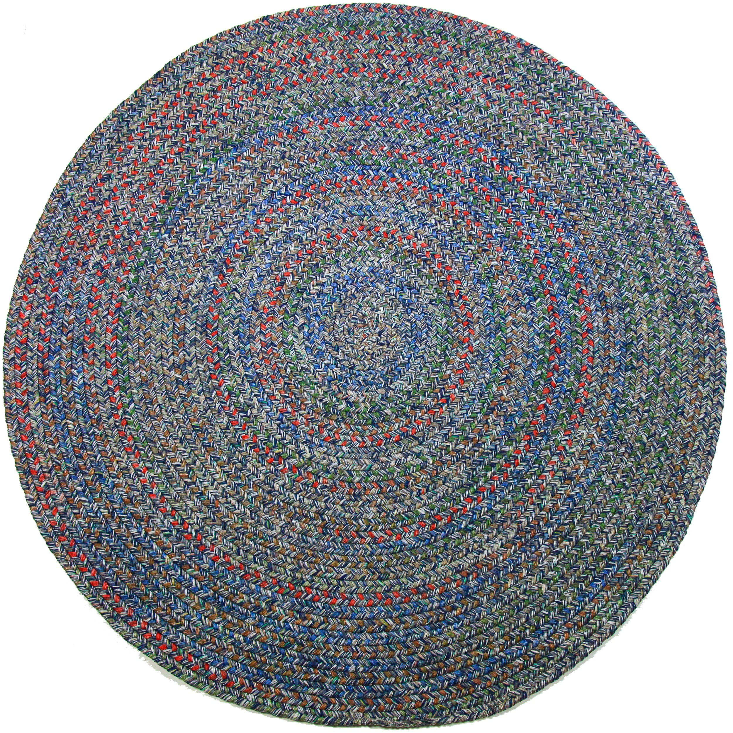 Rhody Rug SO95R048X048 4 x 4 (ft) Braided Polypropylene Denim Round Indoor/Outdoor Geometric Area rug