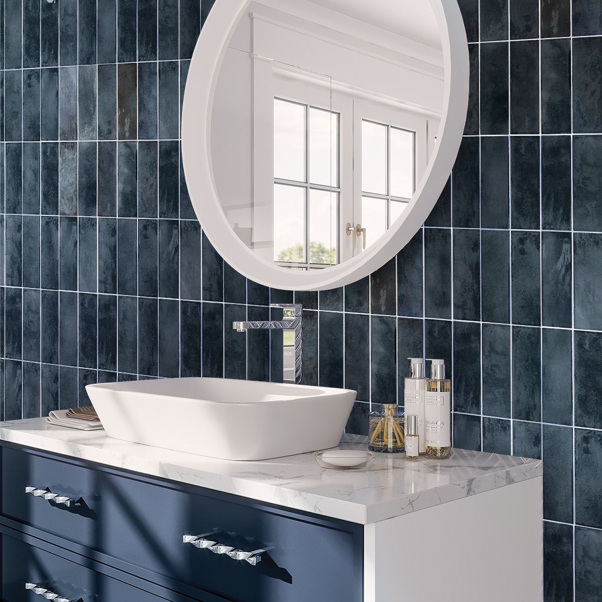 Antiek Glossy Blue Ceramic Subway Wall and Floor Tile
