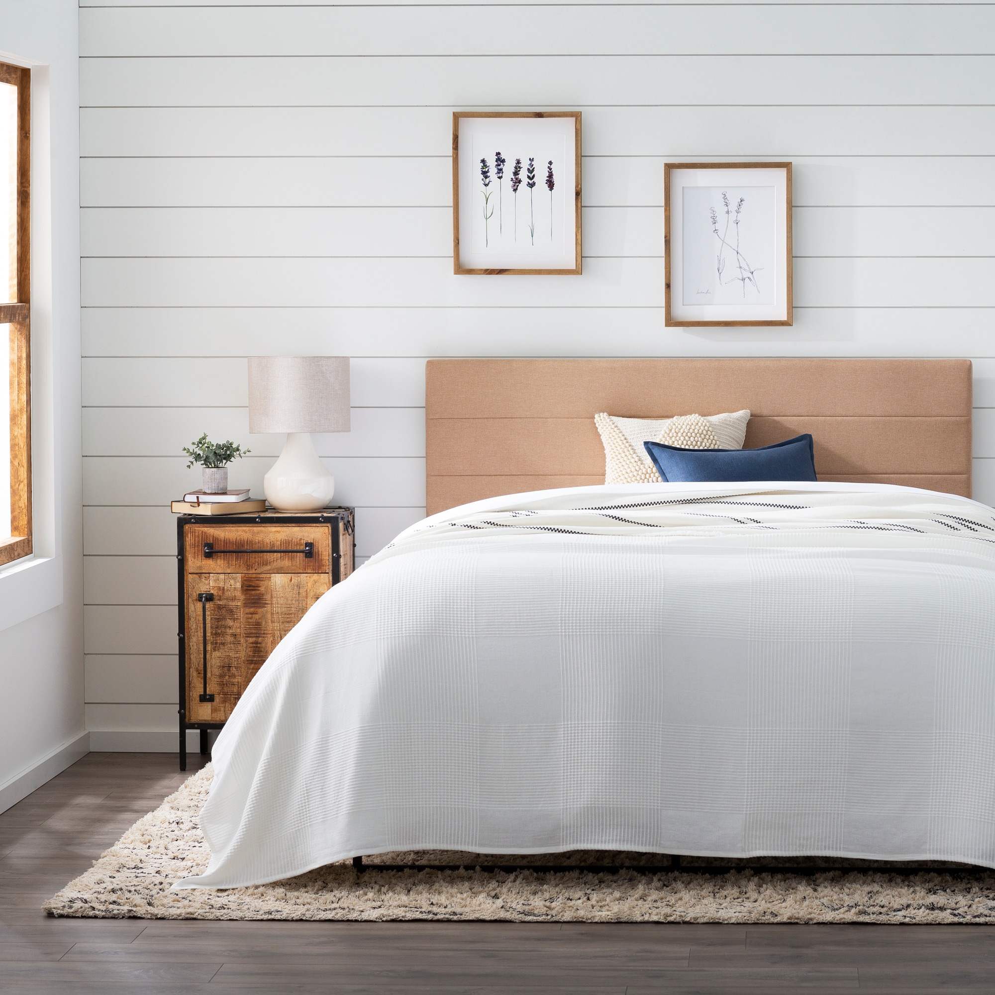 Brookside BSQQ0102BEUHB Stella Three Channel Beige Queen Upholstered Headboard