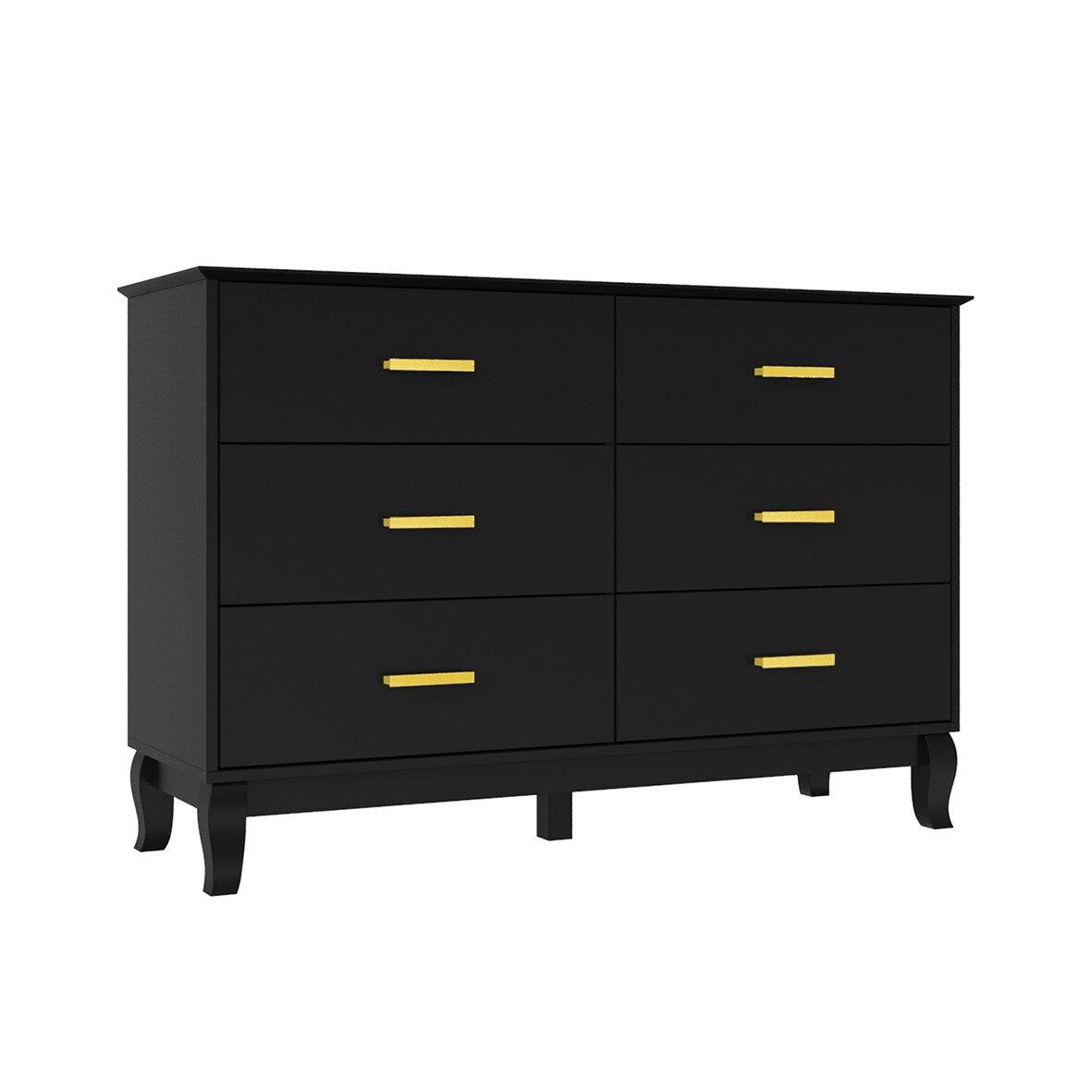 FUFU&GAGA Black 6-Drawer Standard Dresser In The Dressers Department At ...