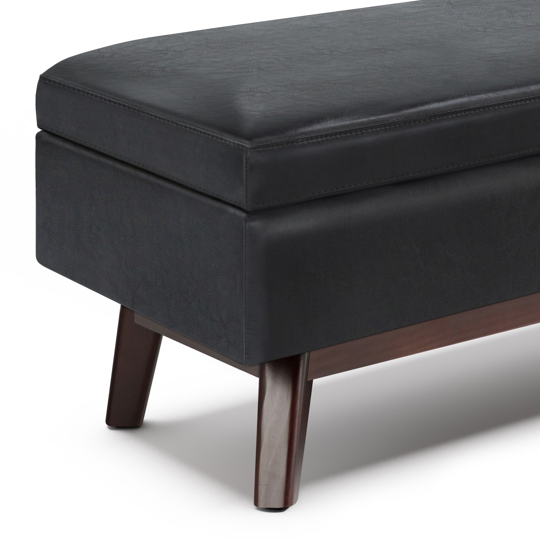 Owen Mid Century Modern Black Rubberwood Cocktail Ottoman