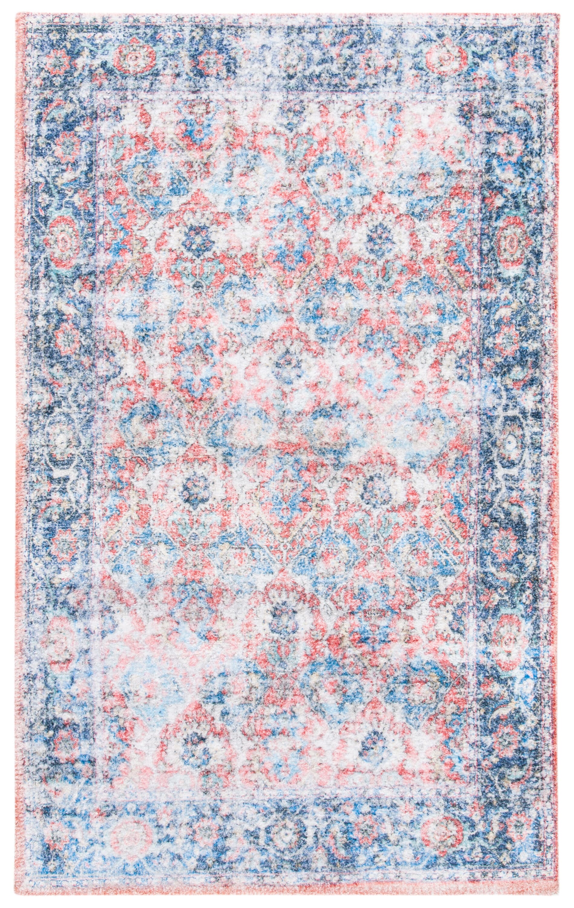 Saffron 3' x 5' Blue and Rust Handmade Wool Cotton Rug