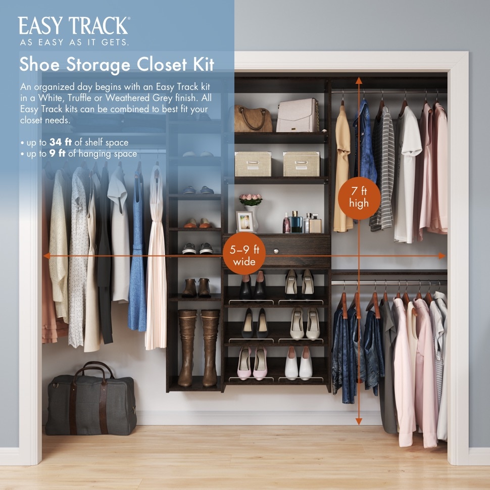Easy Track PH44-TR Truffle 108 Inch Wide Ultimate Closet Organizer