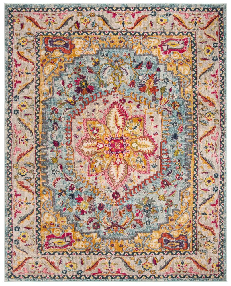 Safavieh PHX153K-8 Phoenix Ian 8 x 10 (ft) Loomed Polypropylene Turquoise/Beige Rectangular Indoor Abstract Vintage Area rug