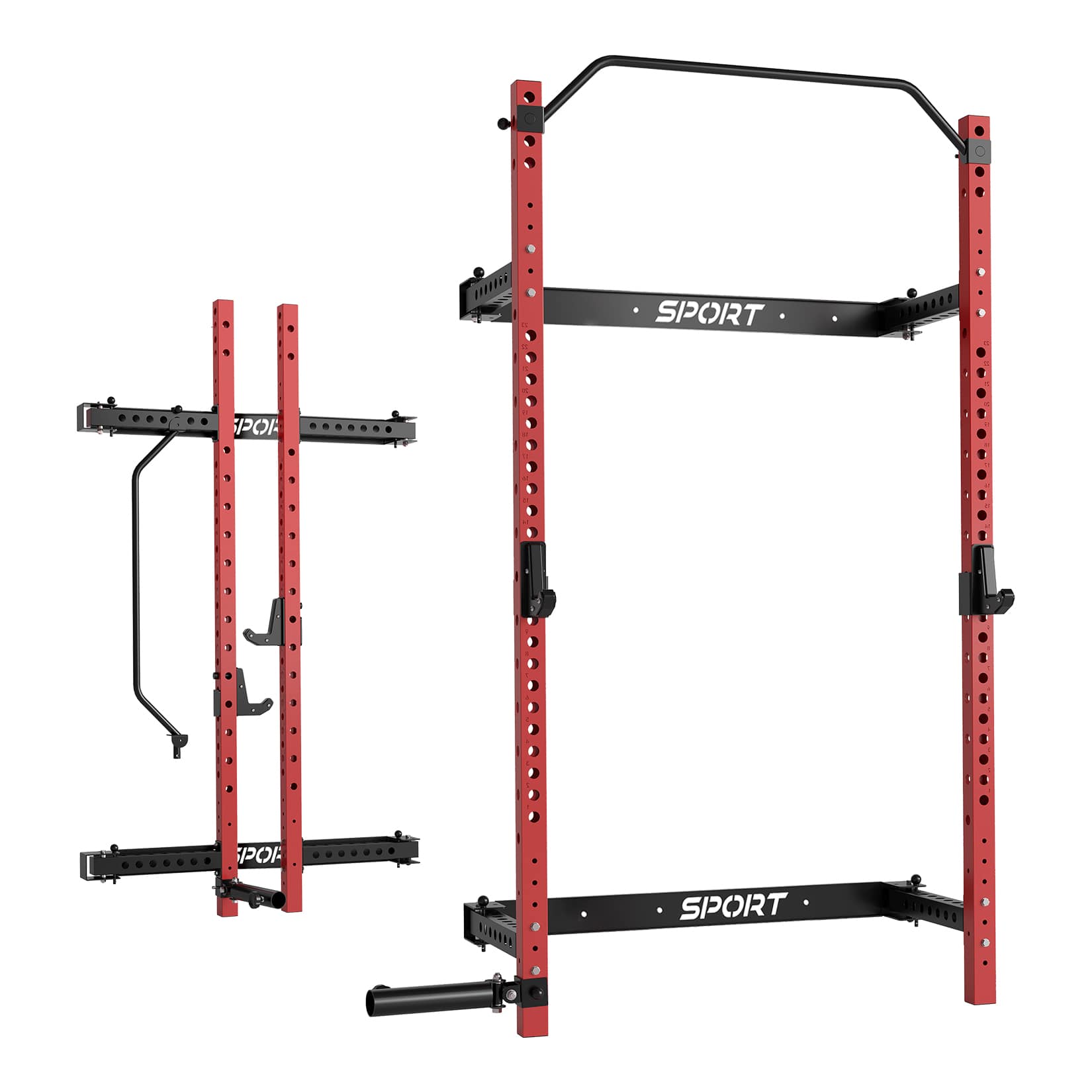 Qeetex JXNAG-POU-0AEAGJTD Folding Wall Mounted Squat Rack Multi-Functional Power Rack for Home Gym Small Spaces 1000 Pounds Capacity Foldable Squat Rack with Attachments Space Saving Power Cage