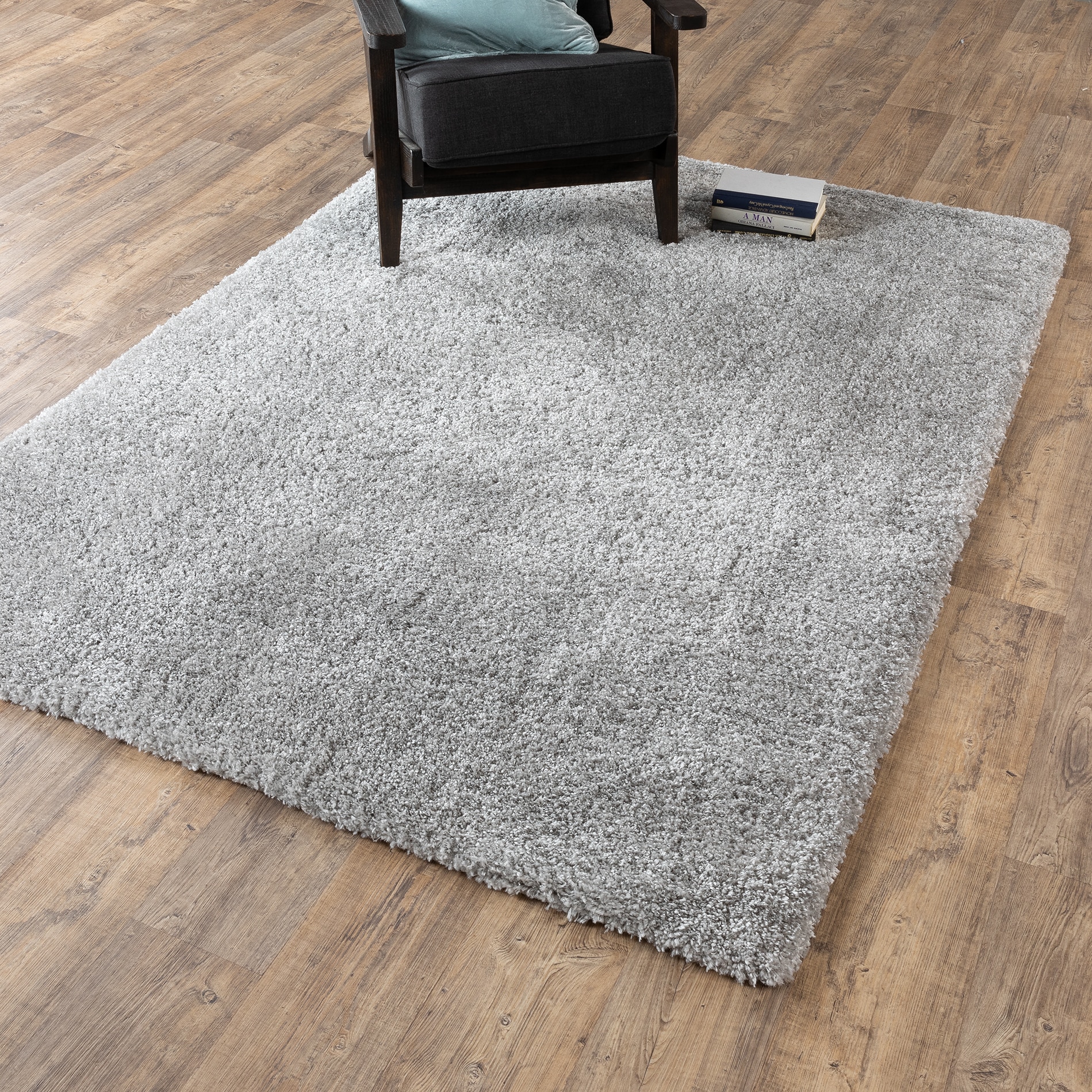 Allen + Roth Olearia 5 X 8 (ft) Light Gray Indoor Solid Area Rug 