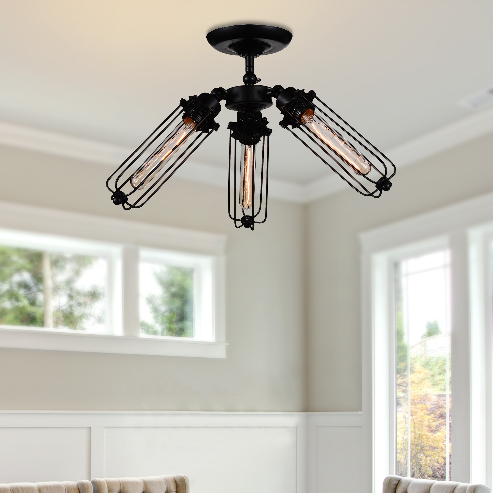 CWI Lighting 9624C23-3-101 Benji 3 -Light 23.0-in Black Flush Mount Light