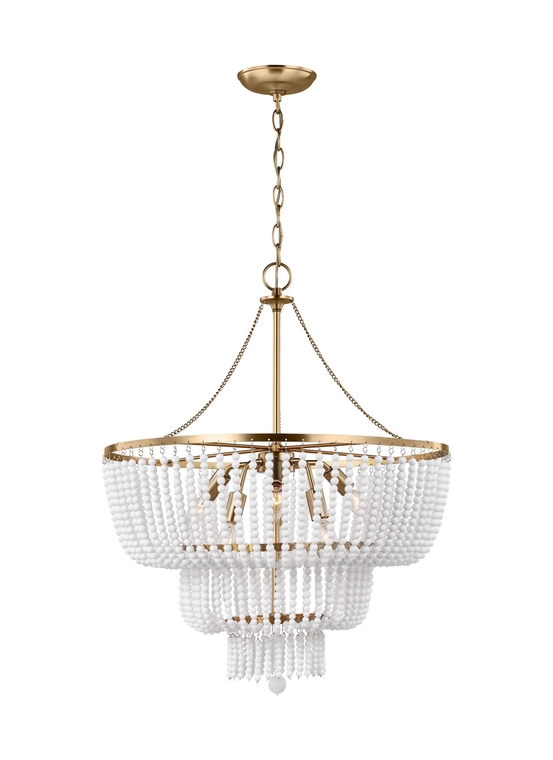 Jackie Elegance 27'' Satin Brass 6-Light Traditional Chandelier