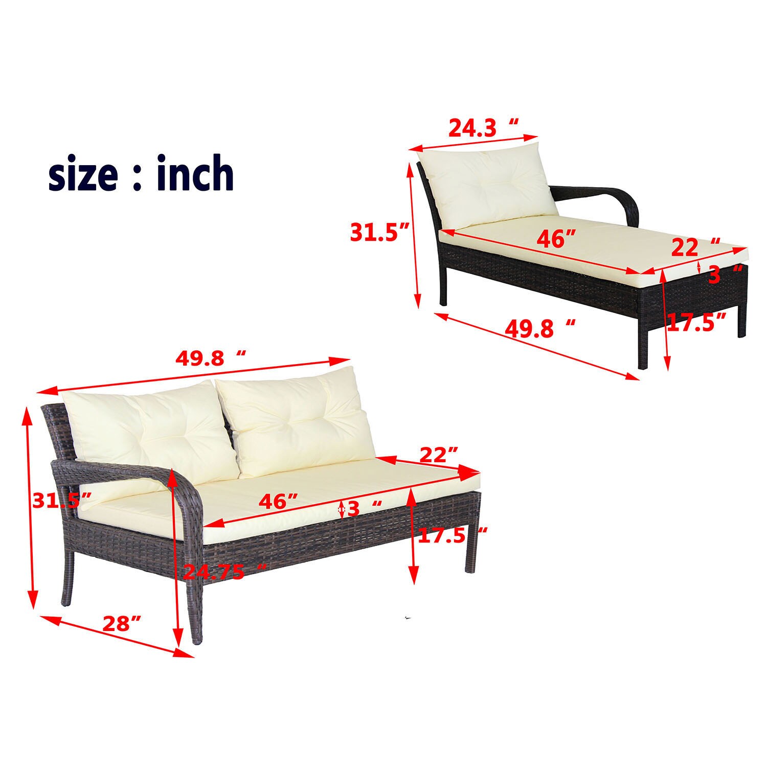 SINOFURN SYA690015WT Patio-Conversation-Sets - View #6