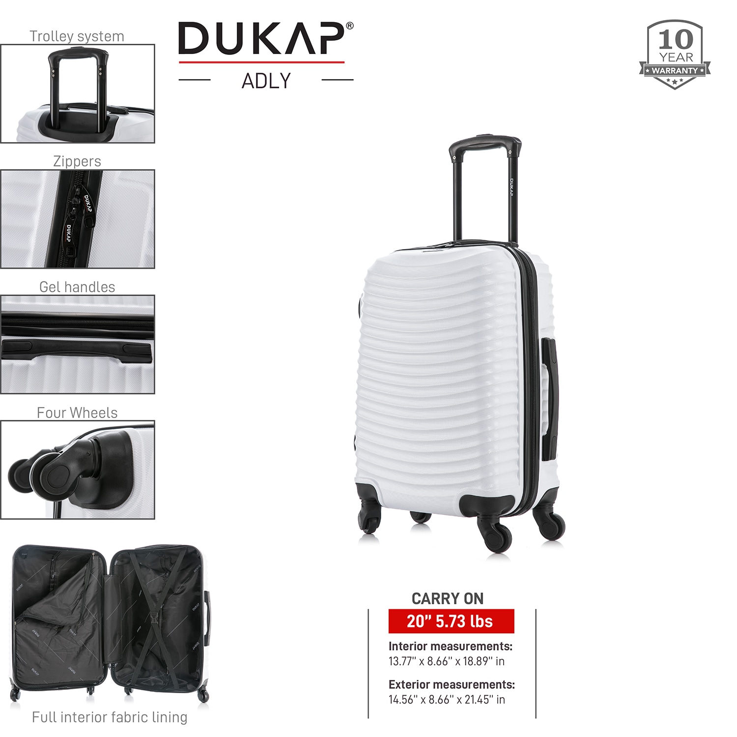 DUKAP DKADL00S-WHI Luggage-And-Luggage-Sets - View #3