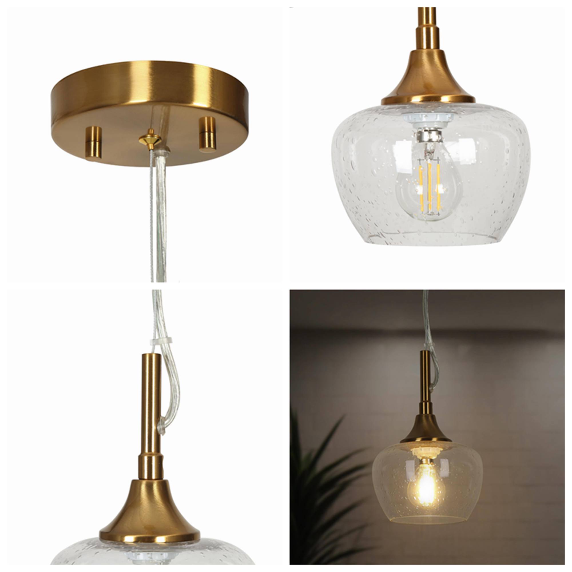 Uolfin Brass Gold with Clear Seeded Glass Shade Modern/Contemporary ...