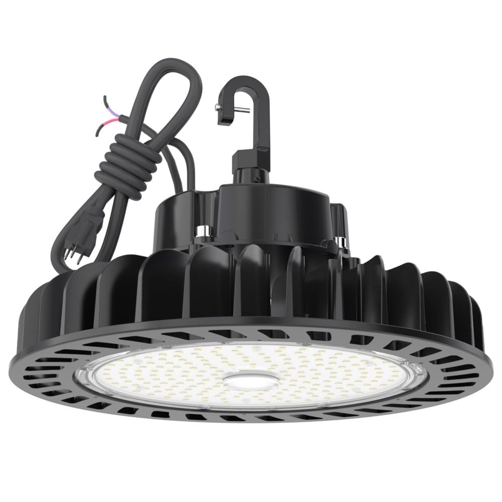 Etokfoks  UFO LED High Bay Light 150W 21750 Lumens 5000K Dimmable 1 Piece UL Listed US Hook 5 Foot Cable IP65 Waterproof for Gym Factory Warehouse